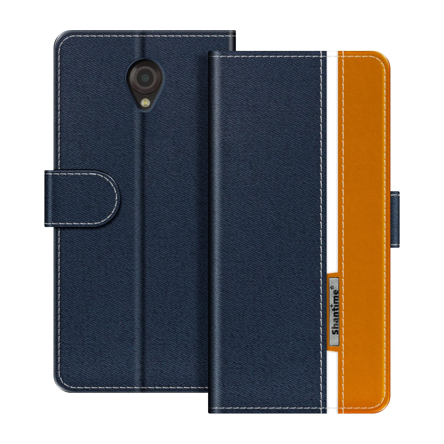 Funda Cartera de Cuero PU Compatible con Vodafone Smart Prime 7 VFD600, Tapa Magnética con Ranuras para Tarjetas, Función Soporte y Protección Total (Azul Claro