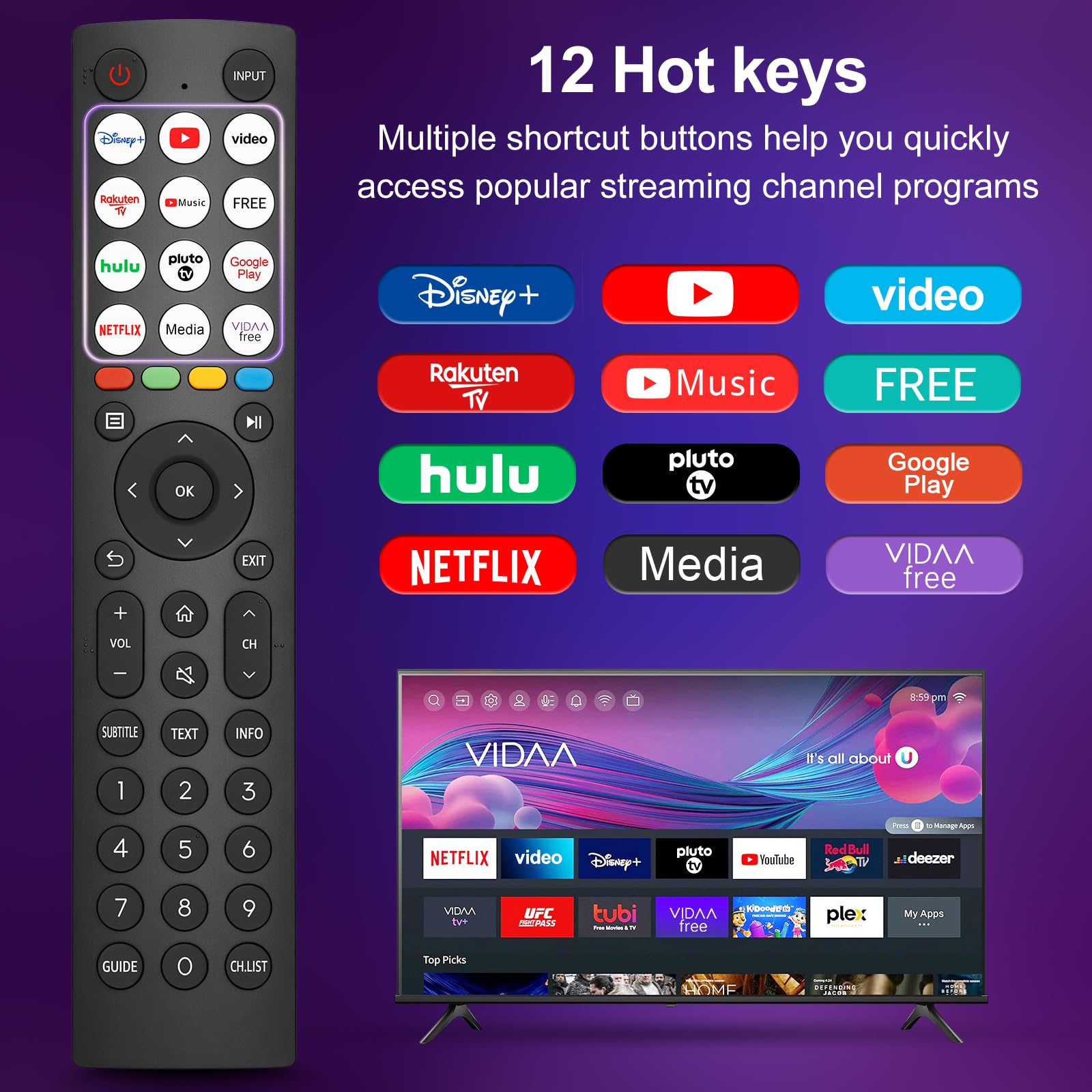 per Hisense-TV-Telecomando di ricambio, Telecomando universale EN2Q36H per tutti i Smart TV Hisense VIDAA