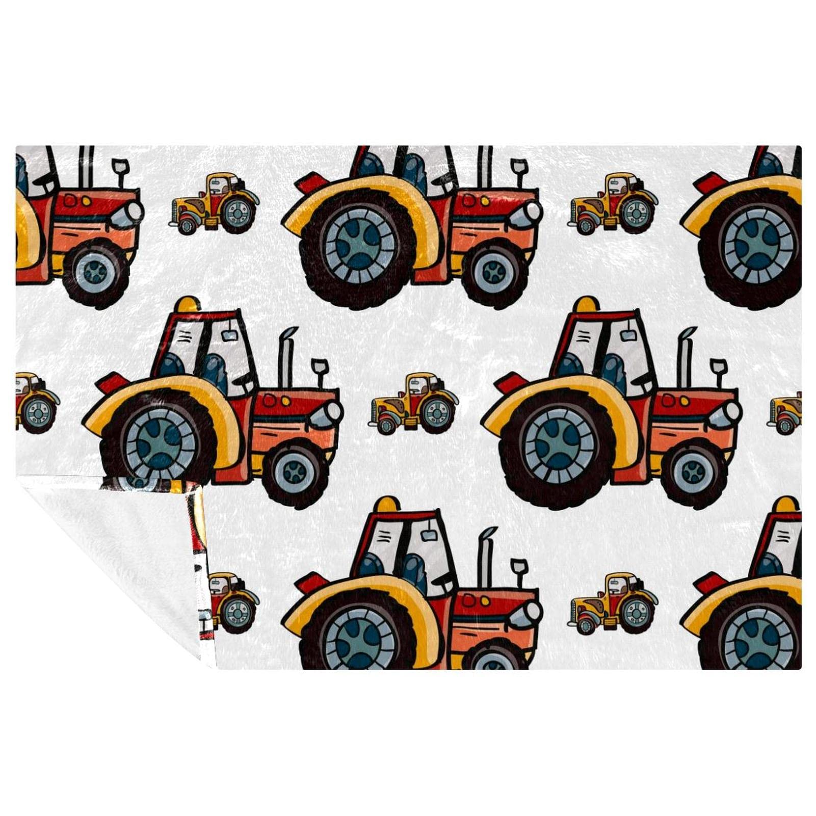 Couverture douce lit et canapé motif tracteur 150 x 100 cm aux finitions soignées