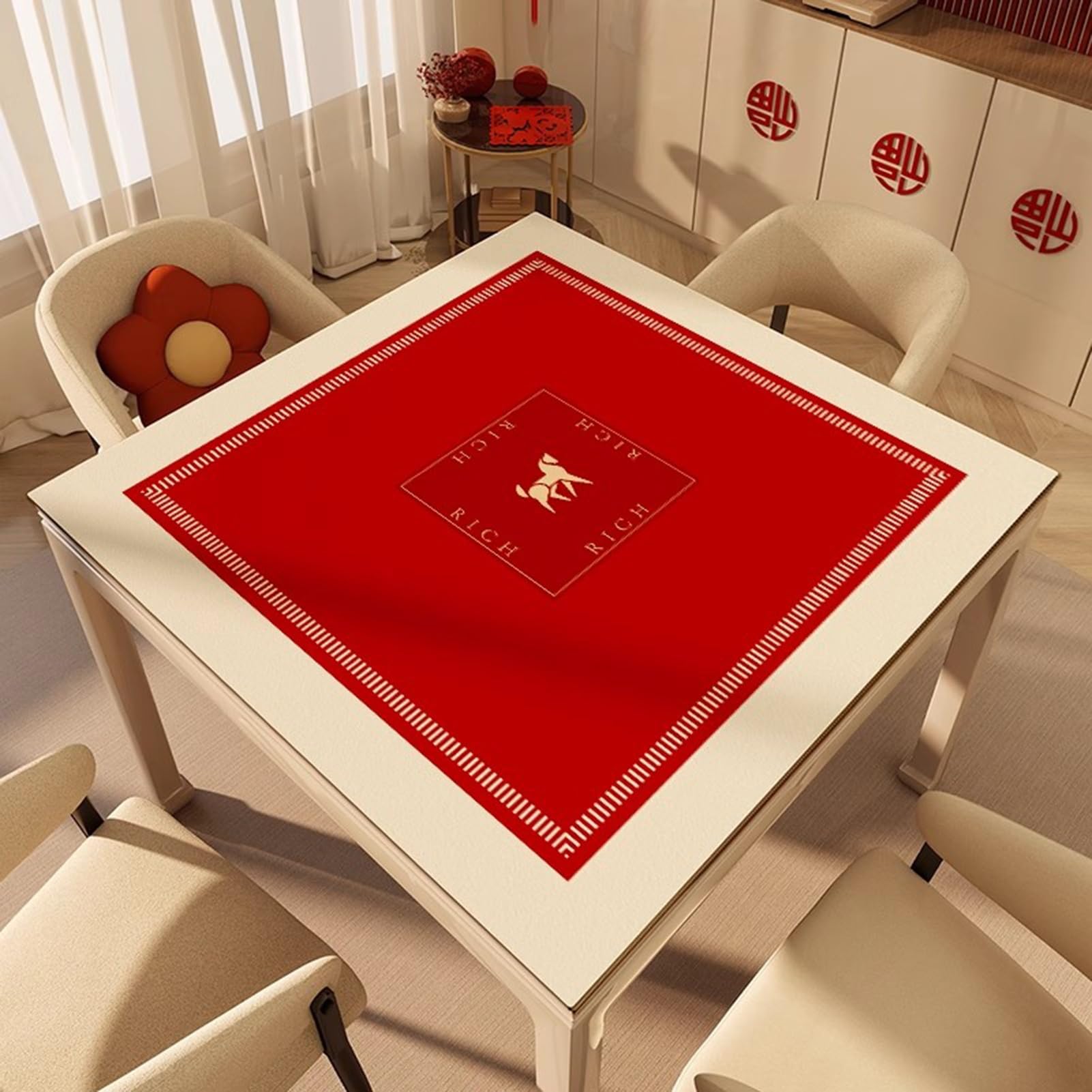 Miękka mata mahjong, cichy i redukujący hałas, obrus mahjong z torbą do przenoszenia, mata do zabawy domowej do mahjonga, pokera, karty, planszy, gier kafelkowych (140 cm)