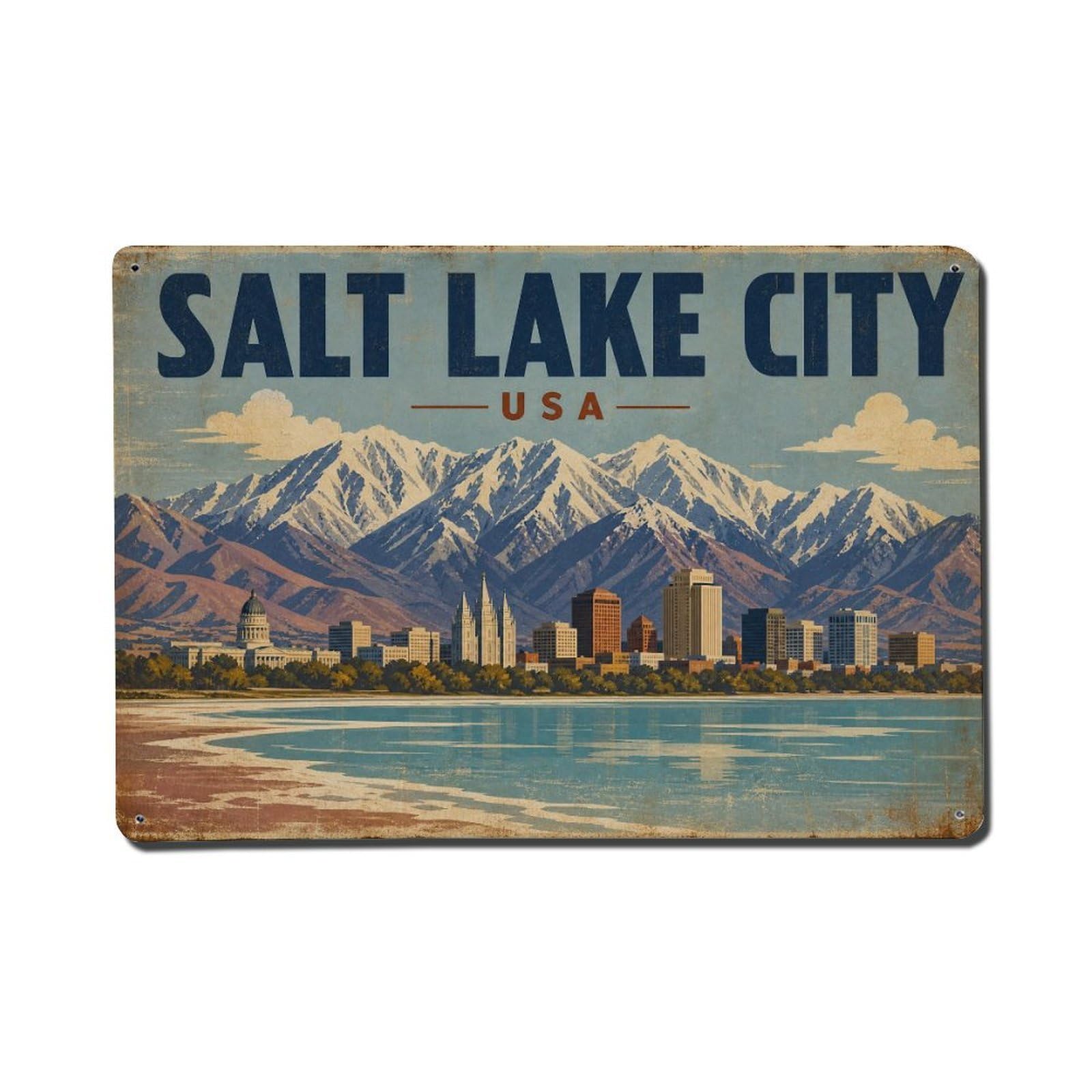 Travel Retro USA Salt Lake City Metal Tin Sign