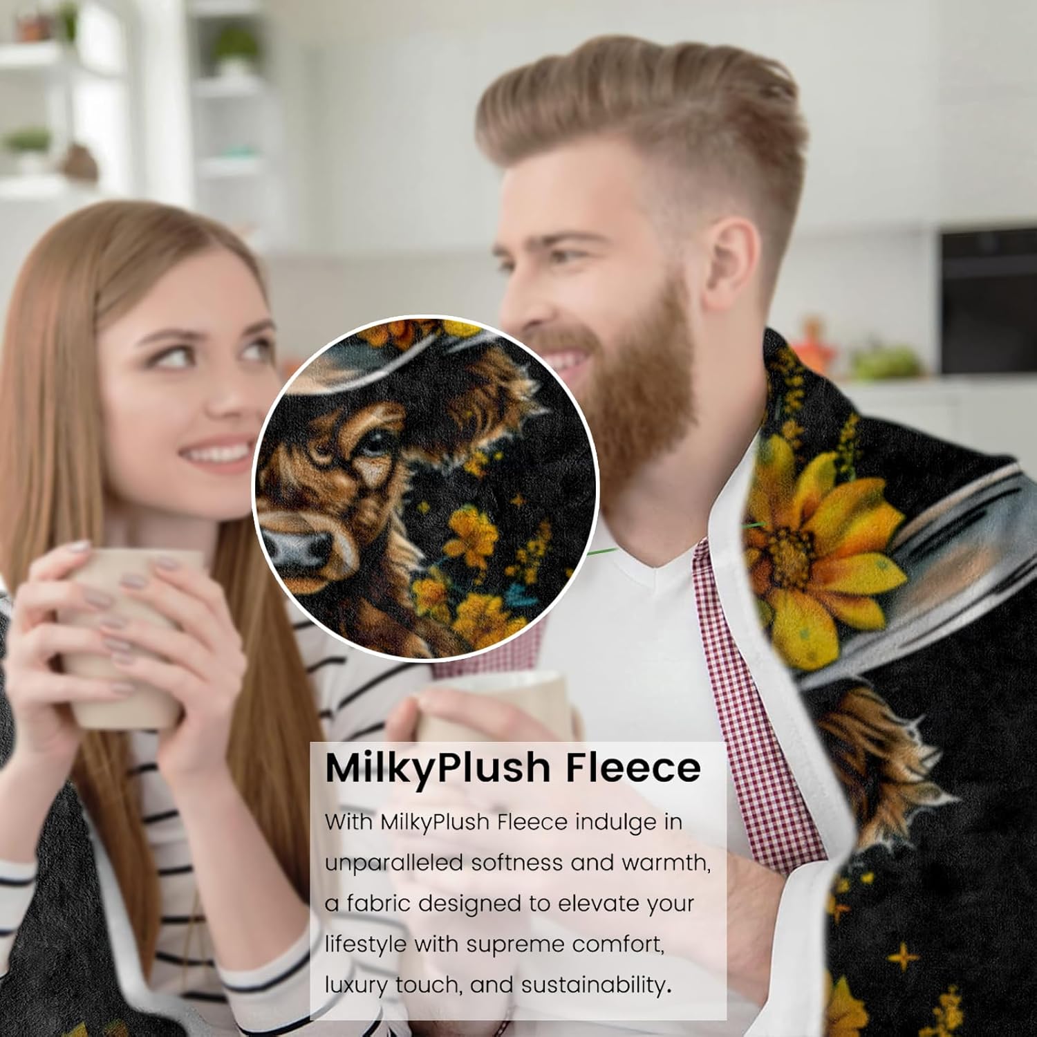 Highland Cow Blanket Gifts for Kids Women Adult Girls,Cowboy Hat Western Throw Blankets,Soft Comfy Lightweight for Home Couch Bed Sofa Decor,Rustic Farmhouse Art 50x60in - Image 2