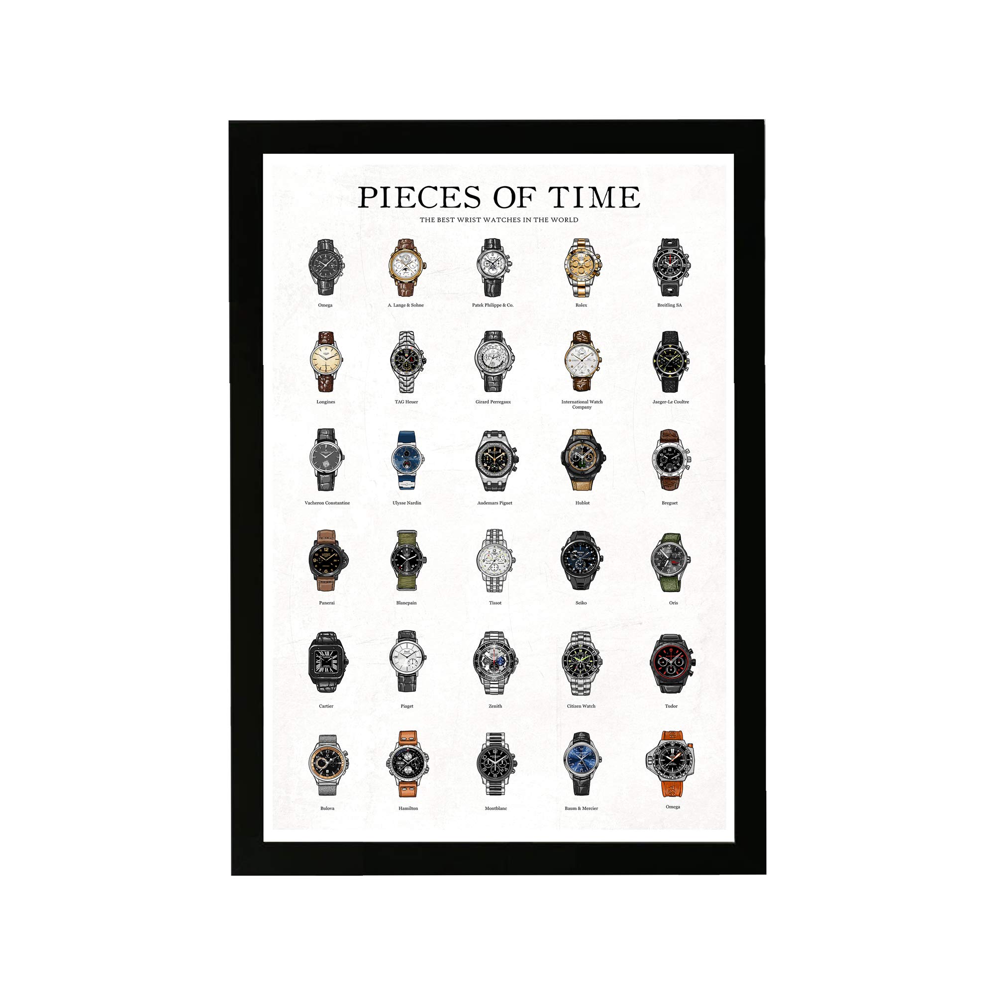 Wynwood StudioWynwood Studio Fashion and Glam Wall Art Prints 'Piece of Time' Home Décor, 13 in x 19 in, Black Frame
