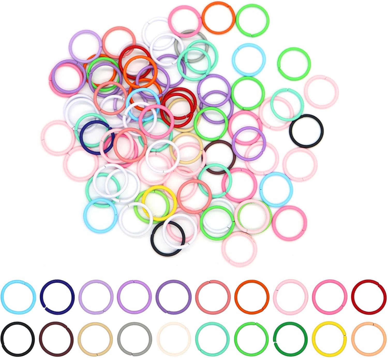 Colored Jump Rings,100 PCS Colorful Iron Open Large Jump Rings 10mm O Ring Connectors for Keychain Supplies Necklace Bracelet Earring Pendant Bead Jewelry DIY Making Charm Crafting,Key Rings Bulk