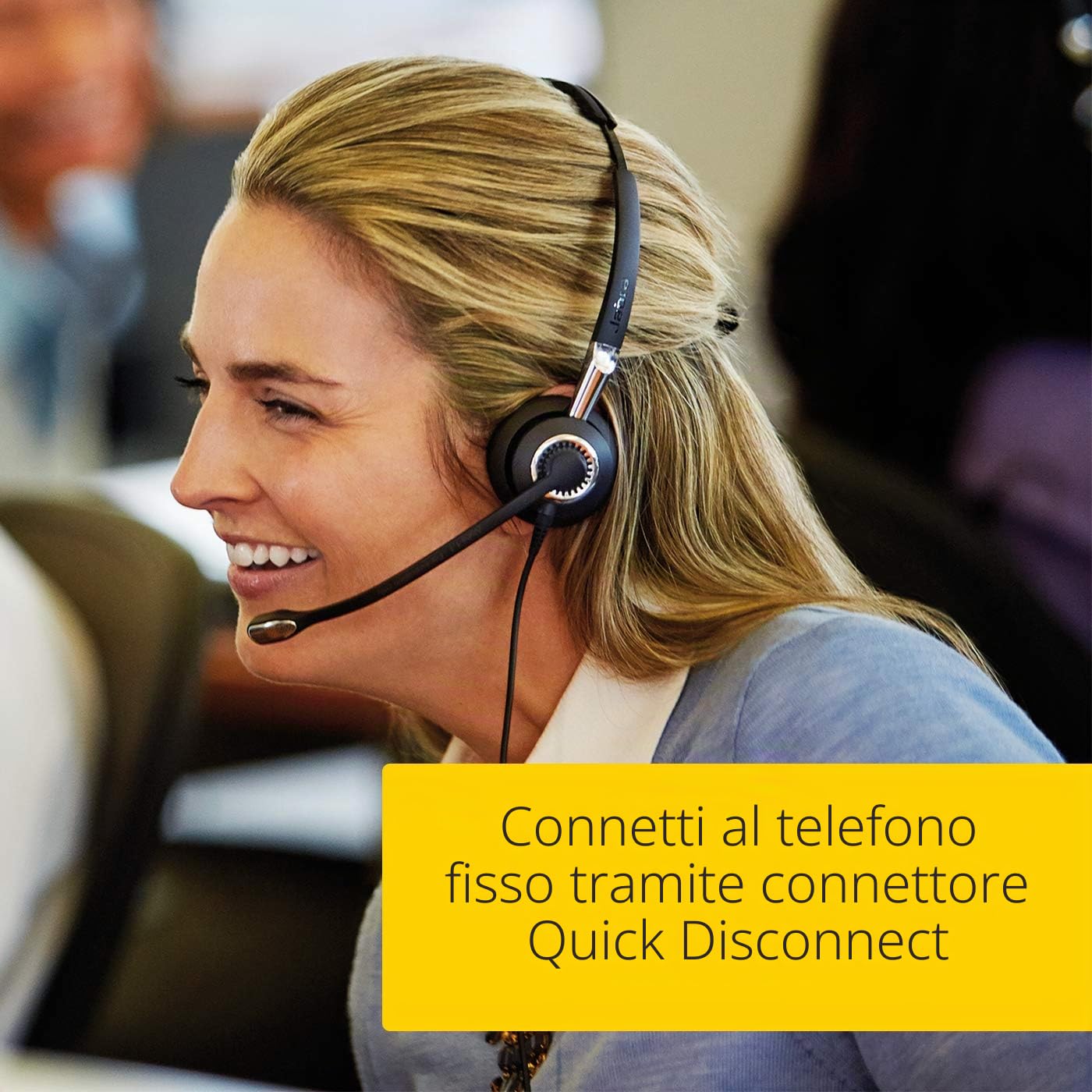 Jabra Biz 2400 II Quick Disconnect Cuffie Mono On-Ear, Cuffie leggere con Ultra Cancellazione del Rumore e cavo, HD Voice e Cuscinetti Morbidi, Per Telefoni Fissi