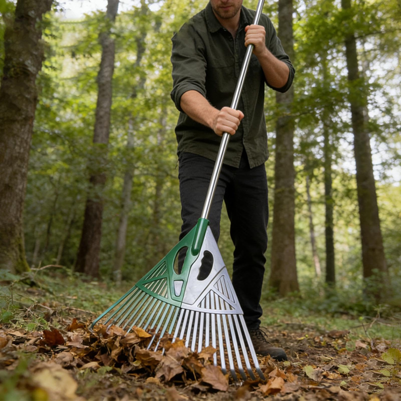 Rastrello Per Foglie Da Giardino Attrezzi Per Rastrellare Con Manico Lungo | Rastrello da Giardino Per Giardinaggio Cortile Arbusti Paesaggio Pulizia Autunnale Aghi di Pino Sfibratura P
