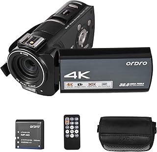 câmera de vídeo digital,HDR-AX10 Câmera de vídeo digital 4K Câmera de vídeo WiFi Gravador DV 3,5 polegadas Painel de toque IPS 30MP Zoom digital de 30X Detecção de rosto IR anti-vibração com controle