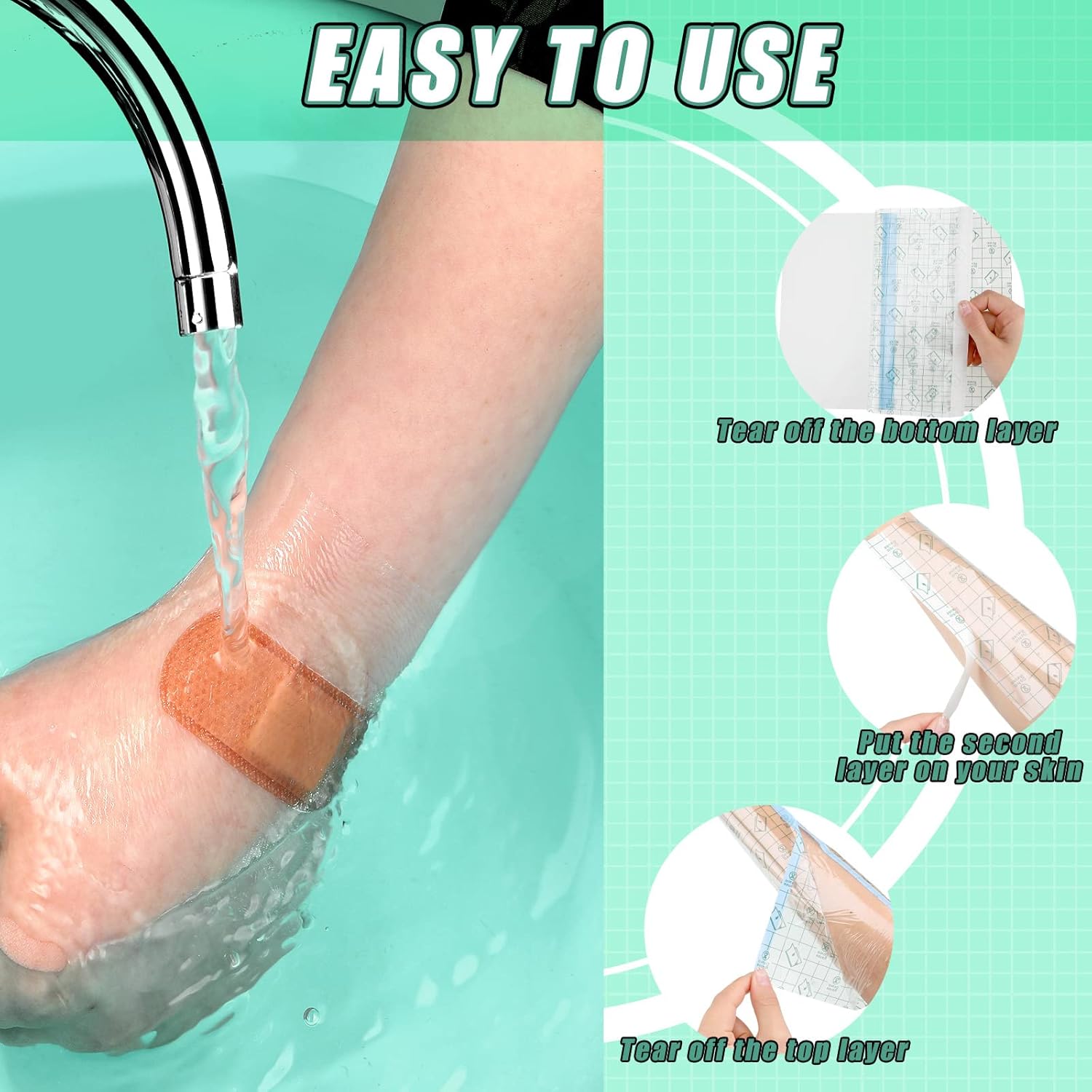 36 Sheets Transparent Dressing Waterproof Tattoo Aftercare Bandage Second Skin Film for Skin Healing Protection Swimming Shower Dirtproof Germproof Minor Burns Scrapes Cuts Blisters(8 x 10 Inches) - Image 5