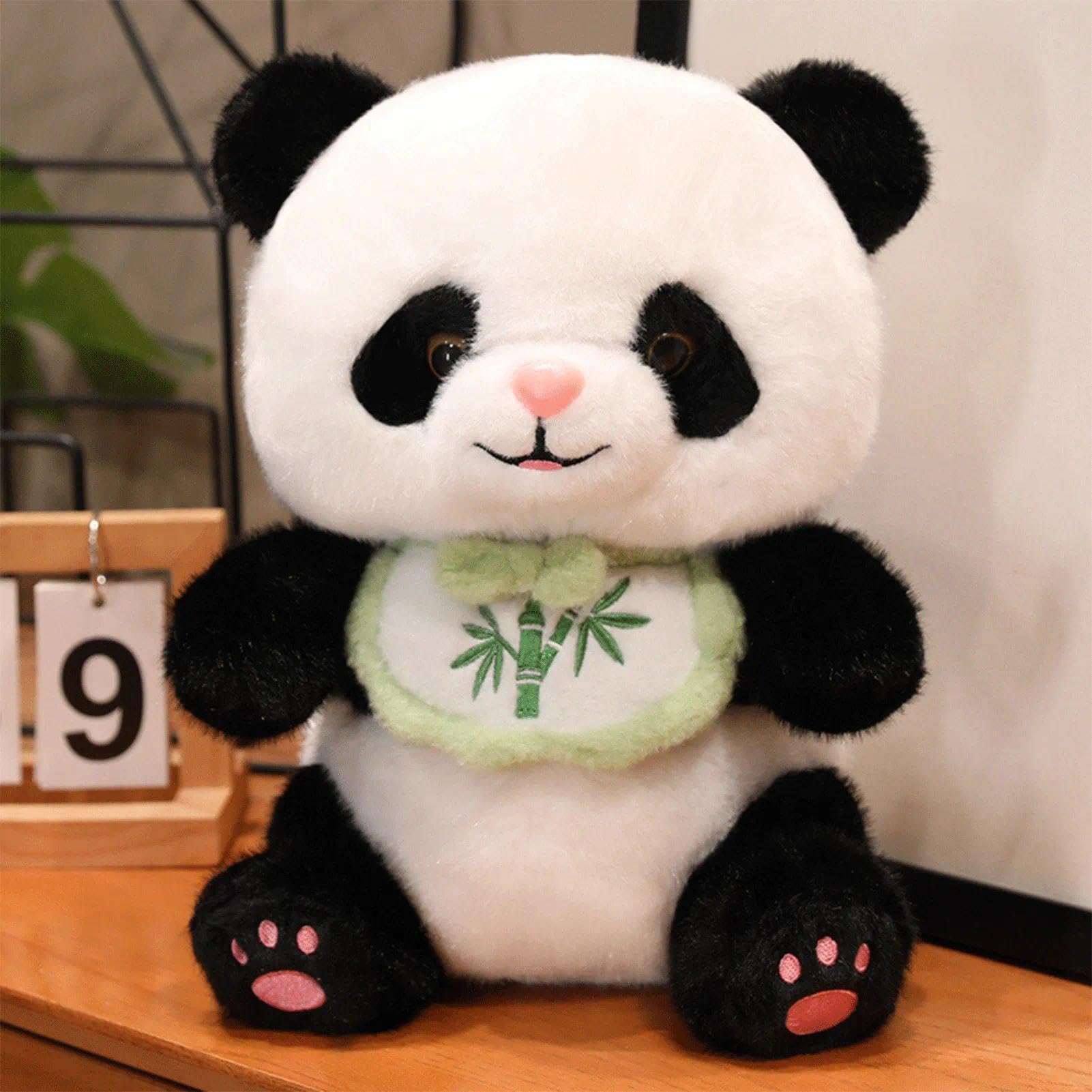 Peluche a forma di panda seduto con bambù, 50 cm / 20in
