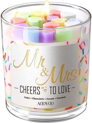 AOOVOO Regalos de compromiso de boda para parejas 2024 Regalos de velas Mr and Mrs para recién casados, regalos personalizados para despedida de