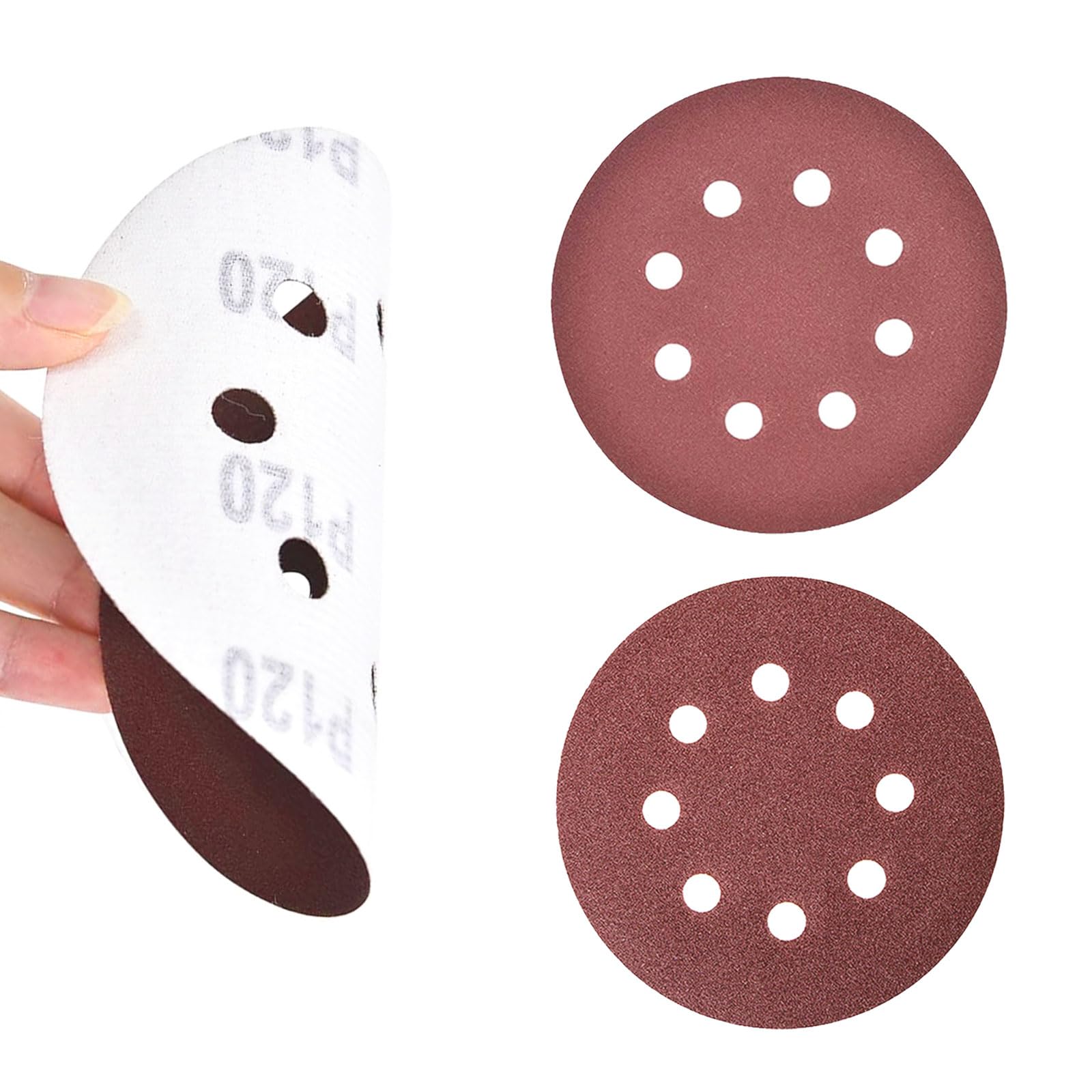 50pcs 125mm Sanding Discs 25pcs Each of 80/120 Grit Hook and Loop Orbital Sander Discs Sandpaper Sheets 8 Holes for Makita Sanding Discs Random Orbital Sander Pads for Drywall and Woodwork - Image 3