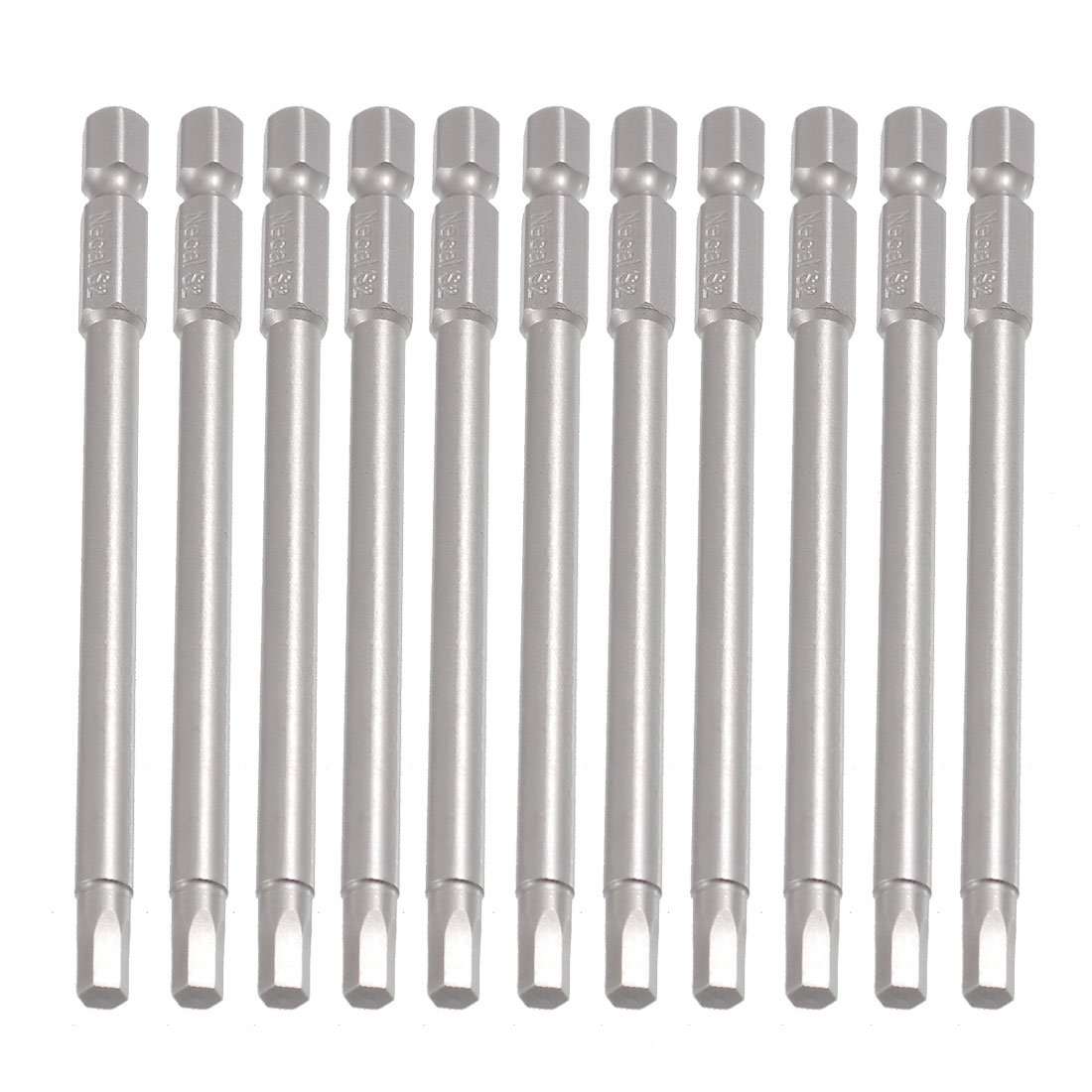 Uxcell Gray Sourcing Map 10 Pcs 1/4" X 100Mm X 4Mm Magnetic Hex Hexagon Screwdriver Bits