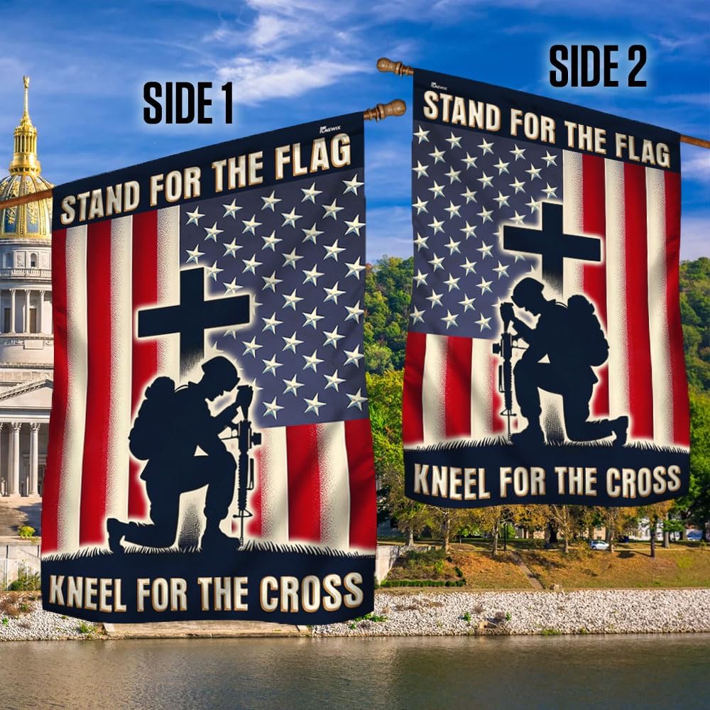 FLAGWIX American Army Veteran Flag - USA Premium Polyester The Cross Veteran Garden Flag (11.5" x 17.5") - 4th of July Memorial Day Veterans Day Decorations for Home, Decorative Indoor Outdoor Flag