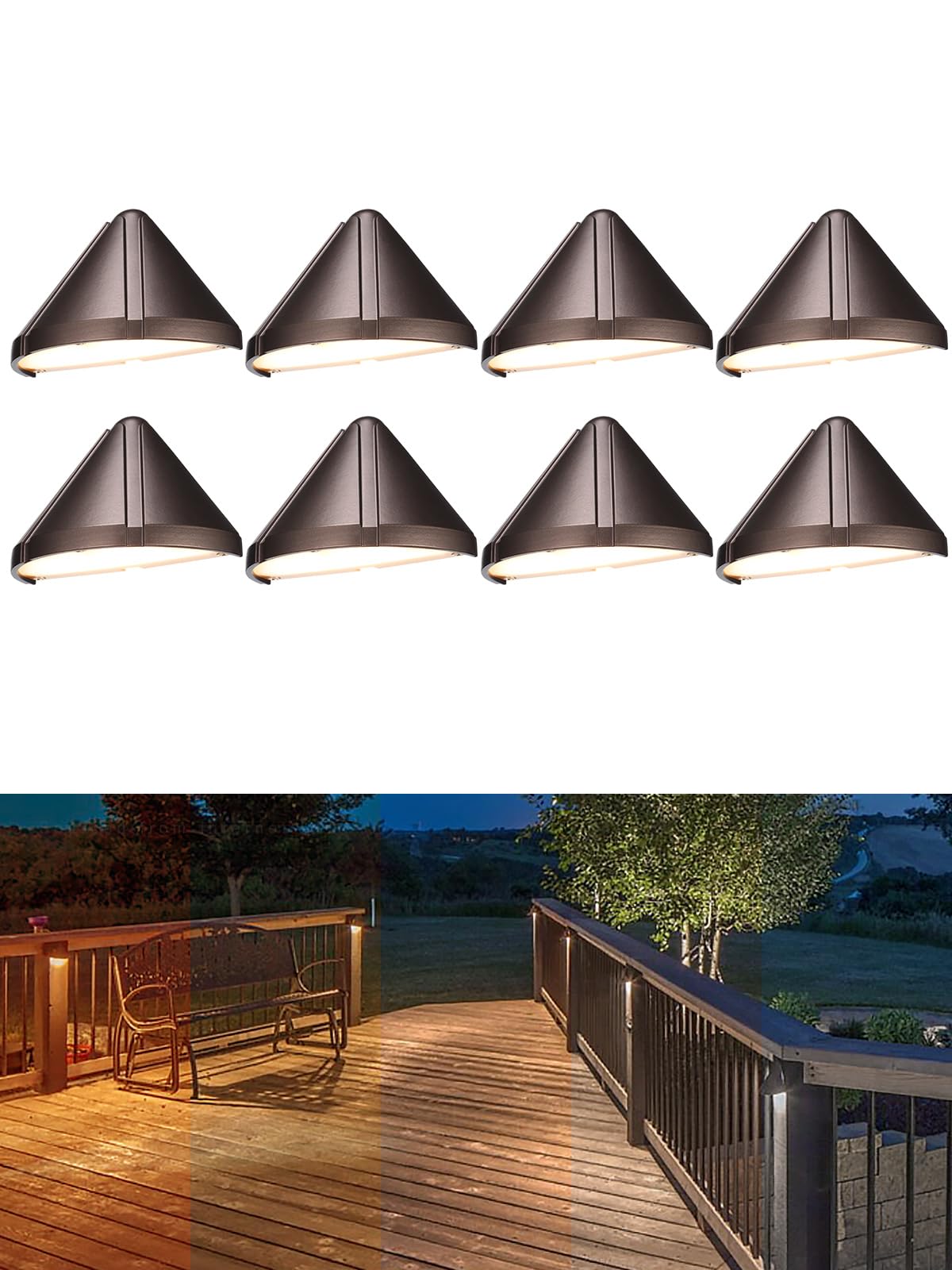 LEONLITE 8-Pack Low Voltage Triangle Deck Lights