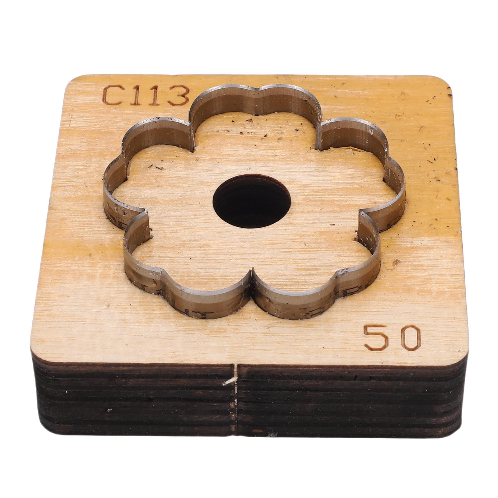 Blumen-Leder-Stanzform, Karbonstahl-Stanzform mit Massivholzbasis für Schlüsselanhänger, Tasche, Geldbörse, Dekoration, Lederhandwerk, Papierhandwerk (50mm)