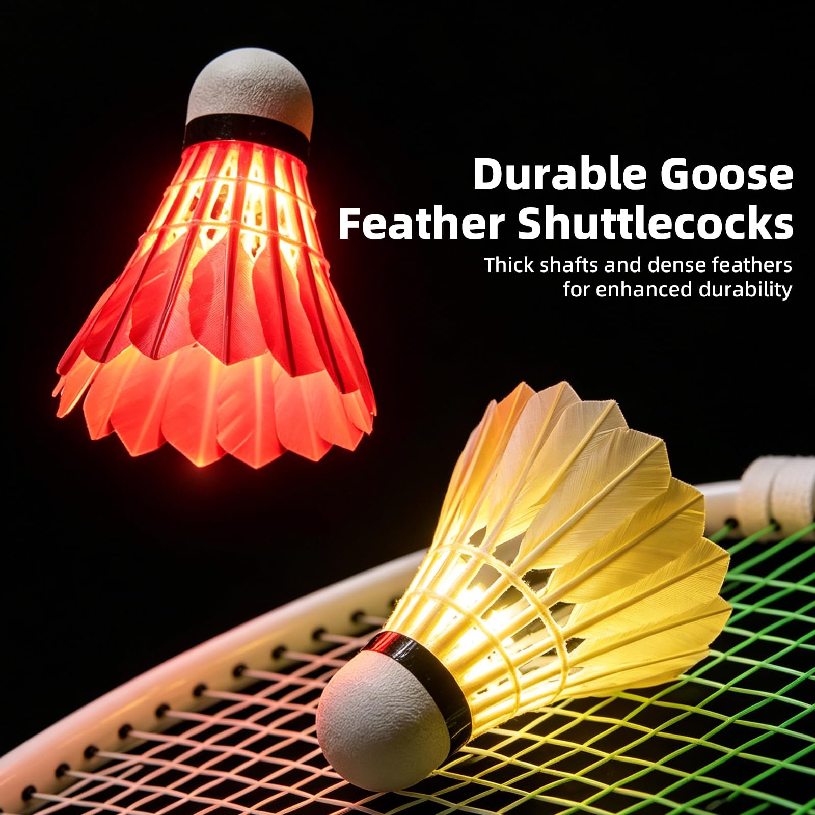 Binnan 4 Piezas Volante Bádminton LED Brillante para Deportes Interior Exterior Duradero
