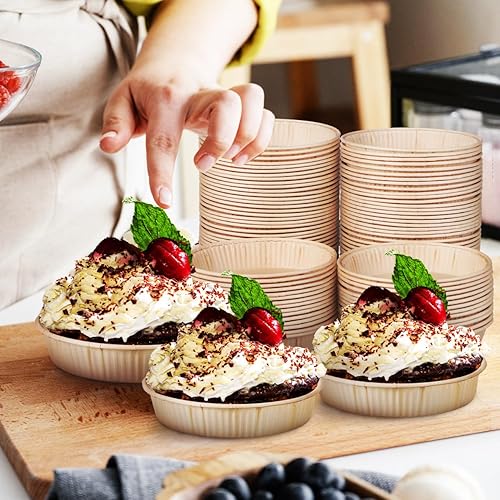 Miniatura 9 de Kichvoe 100 piezas Mini Sartenes para tartas 4 pulgadas pequeño molde redondo quiche hornear pan o magdalenas magdalenas tortas y postres