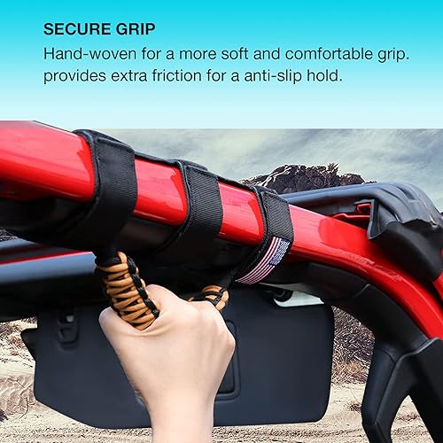 Miniatura 5 de GAIZON Paquete de 2 asas de agarre de barra antivuelco, asas de paracord para Jeep Wrangler CJ YJ TJ JL JK LJ JLU JKU Sahara Freedom Rubicon,
