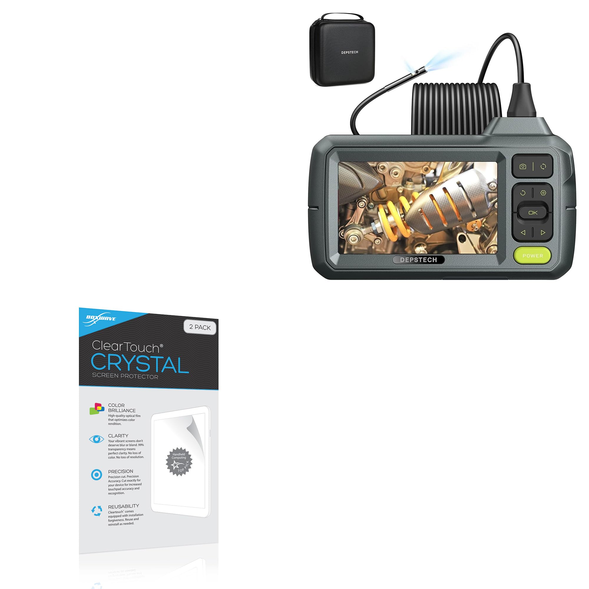 BoxWave Screen Protector Compatible with Depstech Dual Lens Borescope (4.3 in) - ClearTouch Crystal (2-Pack), HD Film Skin - Shields from Scratches