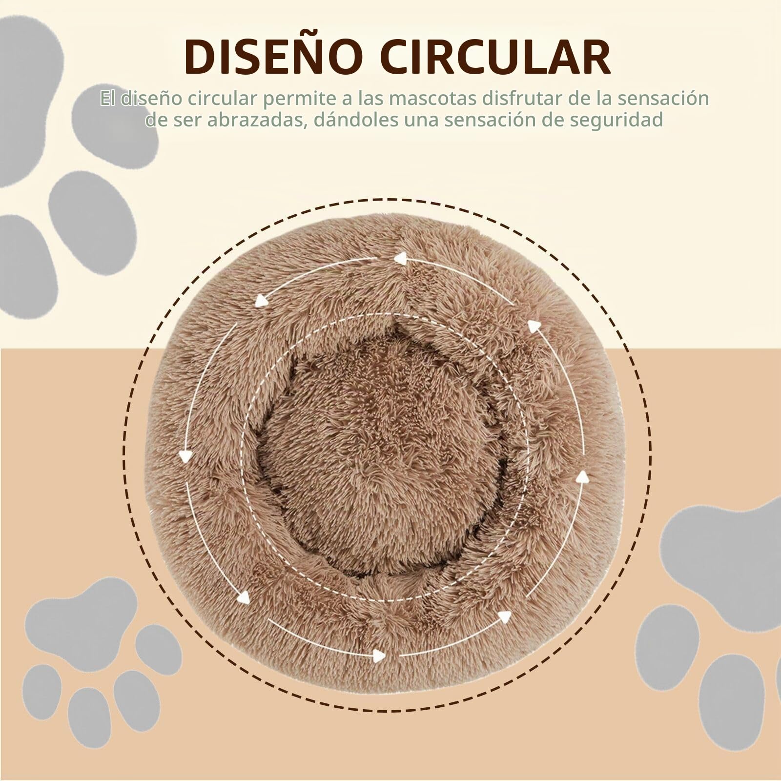 GDDO Premium Cama Ortopédica para Perros Grandes y Extragrandes, Donut Suave de Felpa Redonda, Sofá Con Parte Inferior Resistente al Agua, Cesta Lavable (100cm)