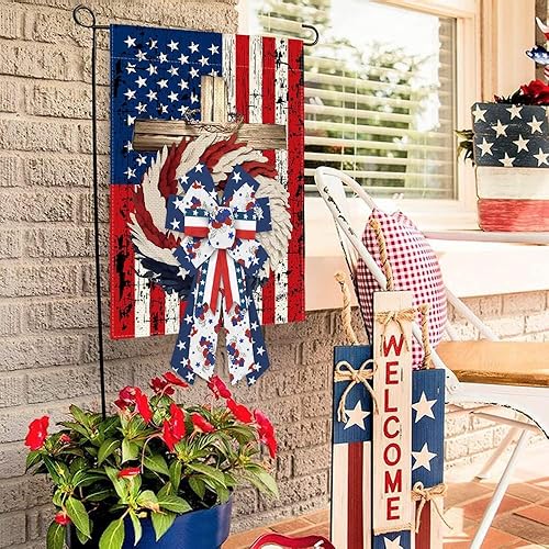 Miniatura 4 de ALIBBON Arcos patrióticos grandes para corona, lazos de corona del 4 de julio, lazos de corona de flores rojas, blancas y azules para puerta