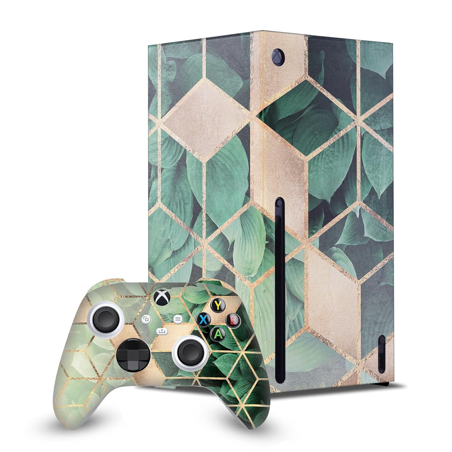 Head Case Designs Officially Licensed Elisabeth Fredriksson Leaves And Cubes Art Mix Game Console Wrap and Game Controller Skin Bundle Compatible With Xbox Series X
