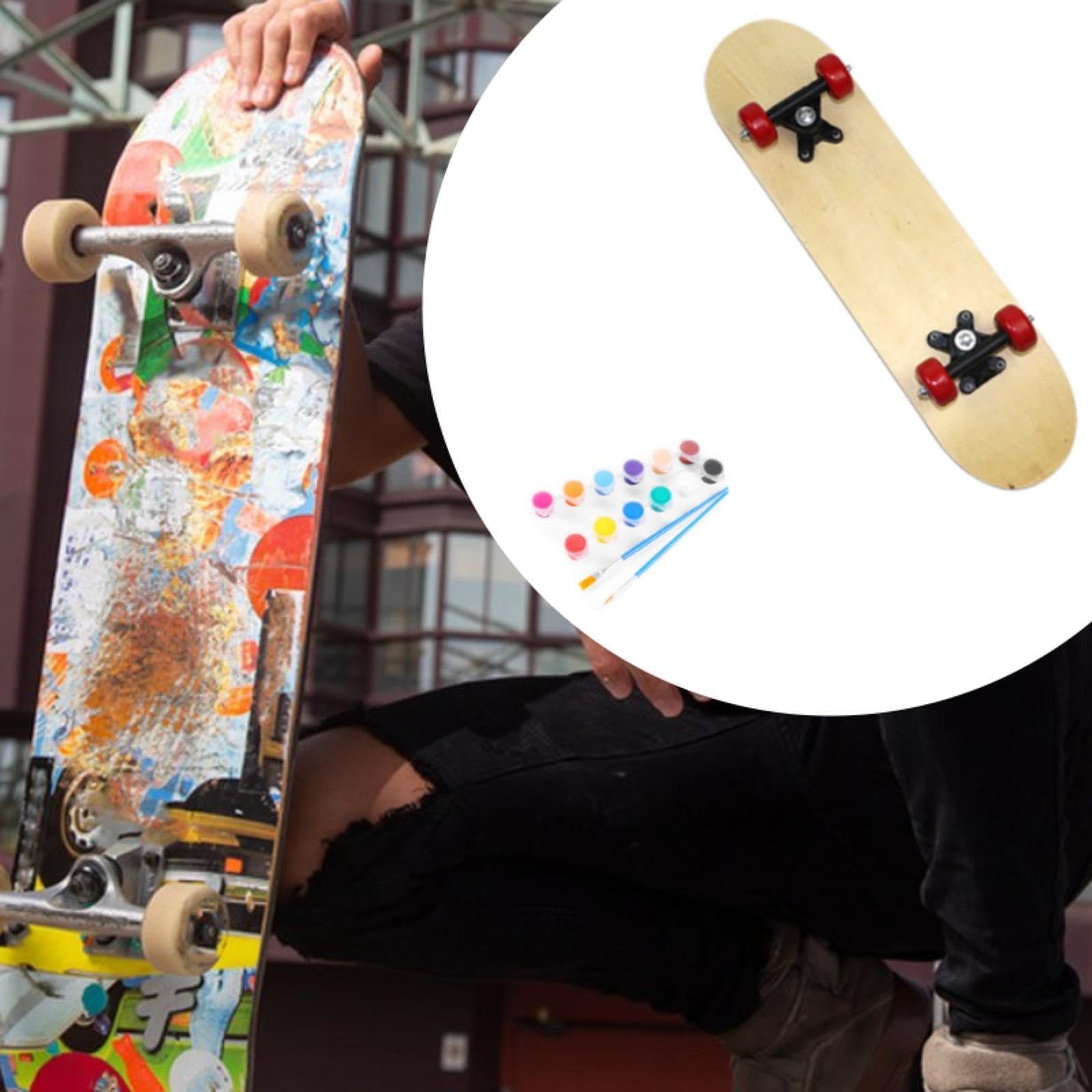 Vaveren Kids Blank Graffiti Skateboard, Kids DIY Skateboard, Convenient Blank Graffiti Child Wooden Deck Longboard for Teens, 43x13cm