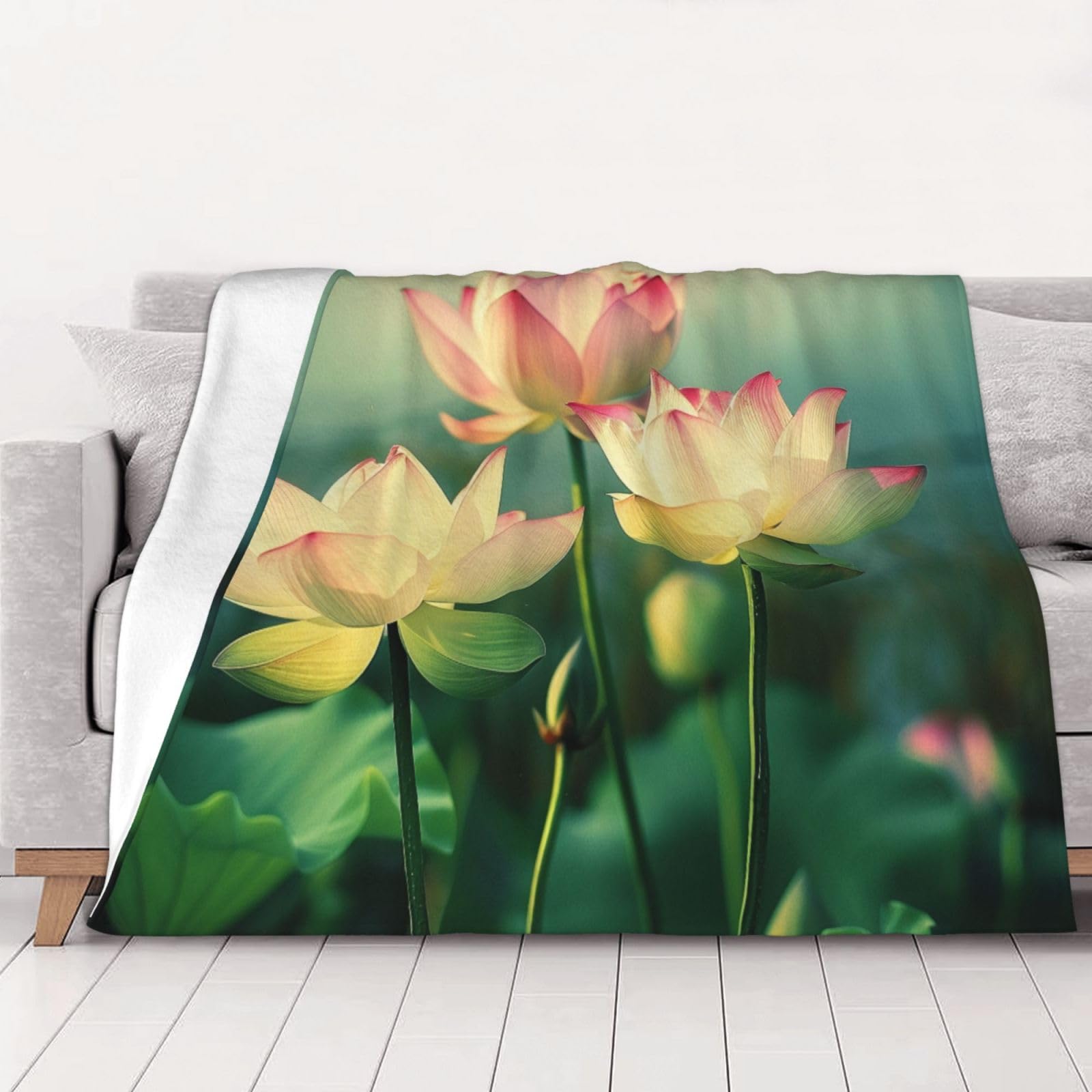 Couverture en flanelle fleur de lotus 200x150cm plaid canapé doux