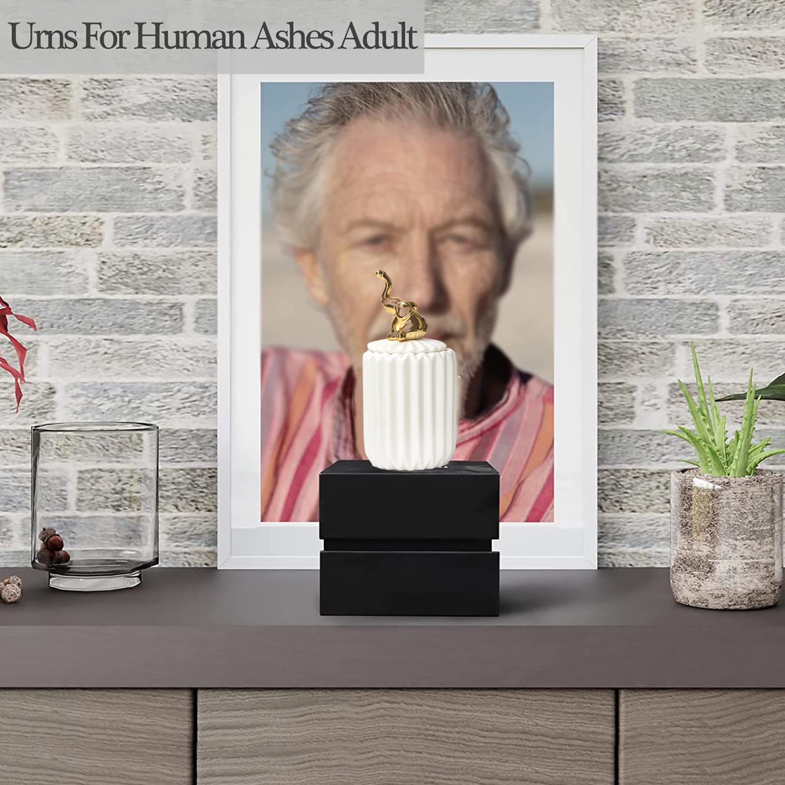 Urna decorativa de elefante para cenizas, hermosa urna de cremación de recuerdo de cerámica para seres queridos, pequeñas urnas para cenizas humanas