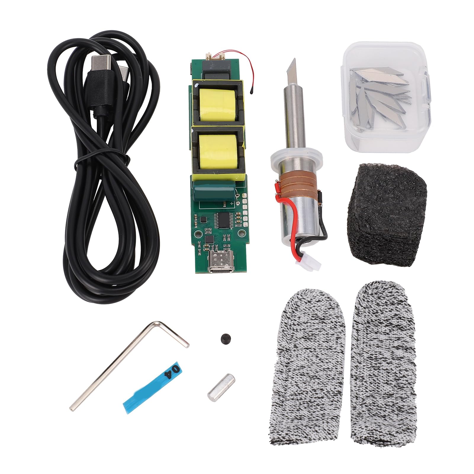 Fafeicy Ultraschall-Schneidwerkzeug-Set, 40 KHz Frequenz, 3-stufig Verstellbar für 3D-Druck, Kunststoff, Holz, Harz, Ergonomisches Leichtgewicht mit 30 Klingen für Bastler