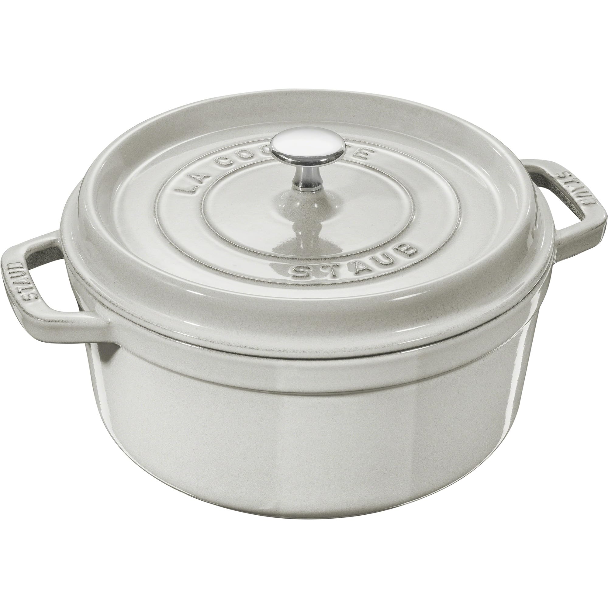 Amazon.com: Staub Cast Iron 4-qt Round Cocotte - White Truffle