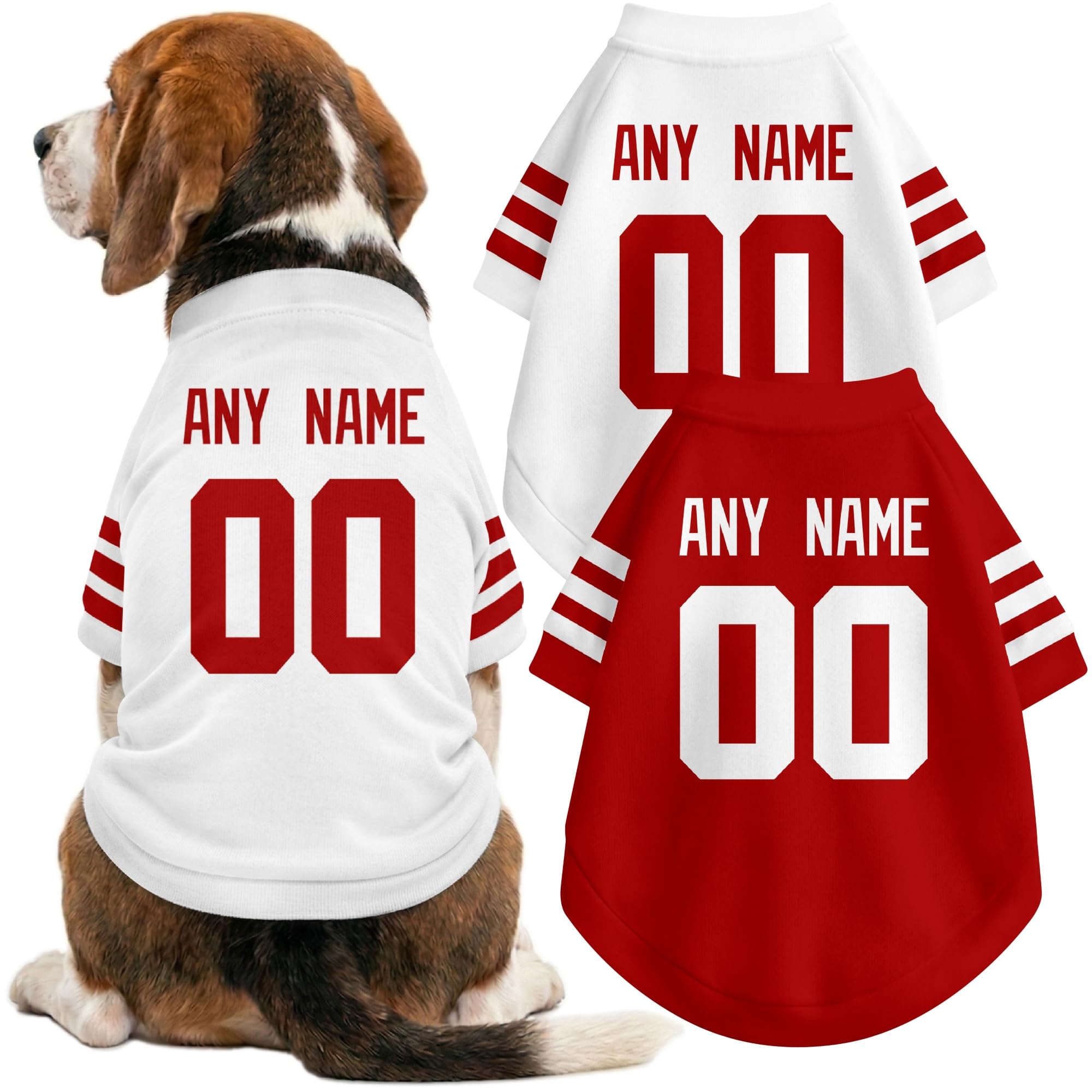 San Francisco Dog Clothes Jersey Style Custom Pet T Shirt with Personalized Name Number for Small Medium Large Dogs