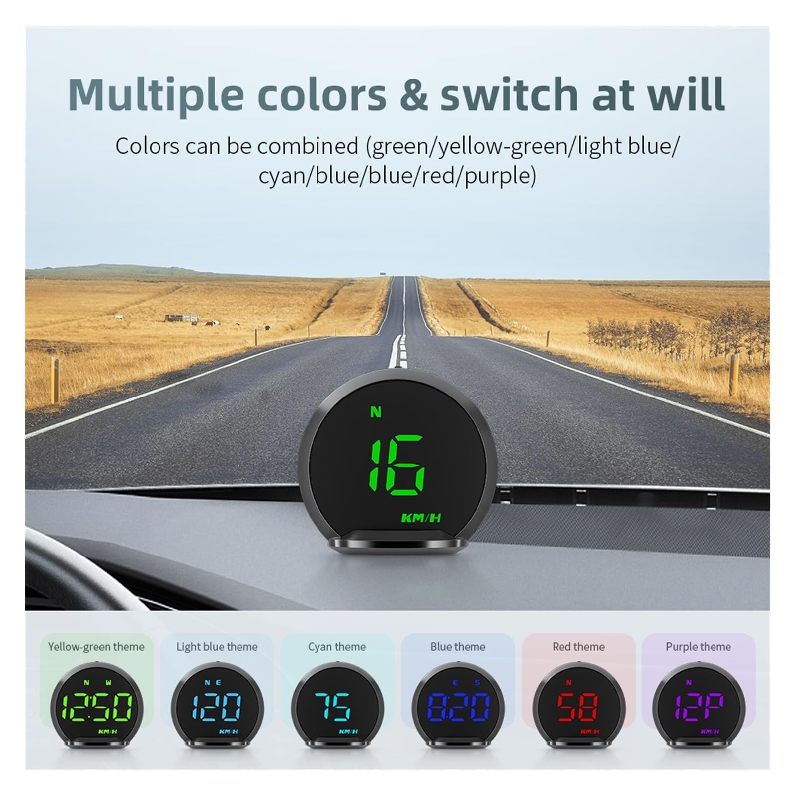 Pantalla HUD Head Up For Coche, Reloj De Velocidad, Proyector De Parabrisas, Velocímetro De Temperatura, Alarma, Fatiga, Recordatorio De Conducción D7YA Seguro FáCil De Usar