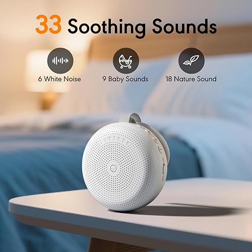 Miniatura 2 de Máquina de ruido blanco para bebé, máquina de sonido portátil con 33 sonidos relajantes, temporizador y función de memoria para dormir, viajes,