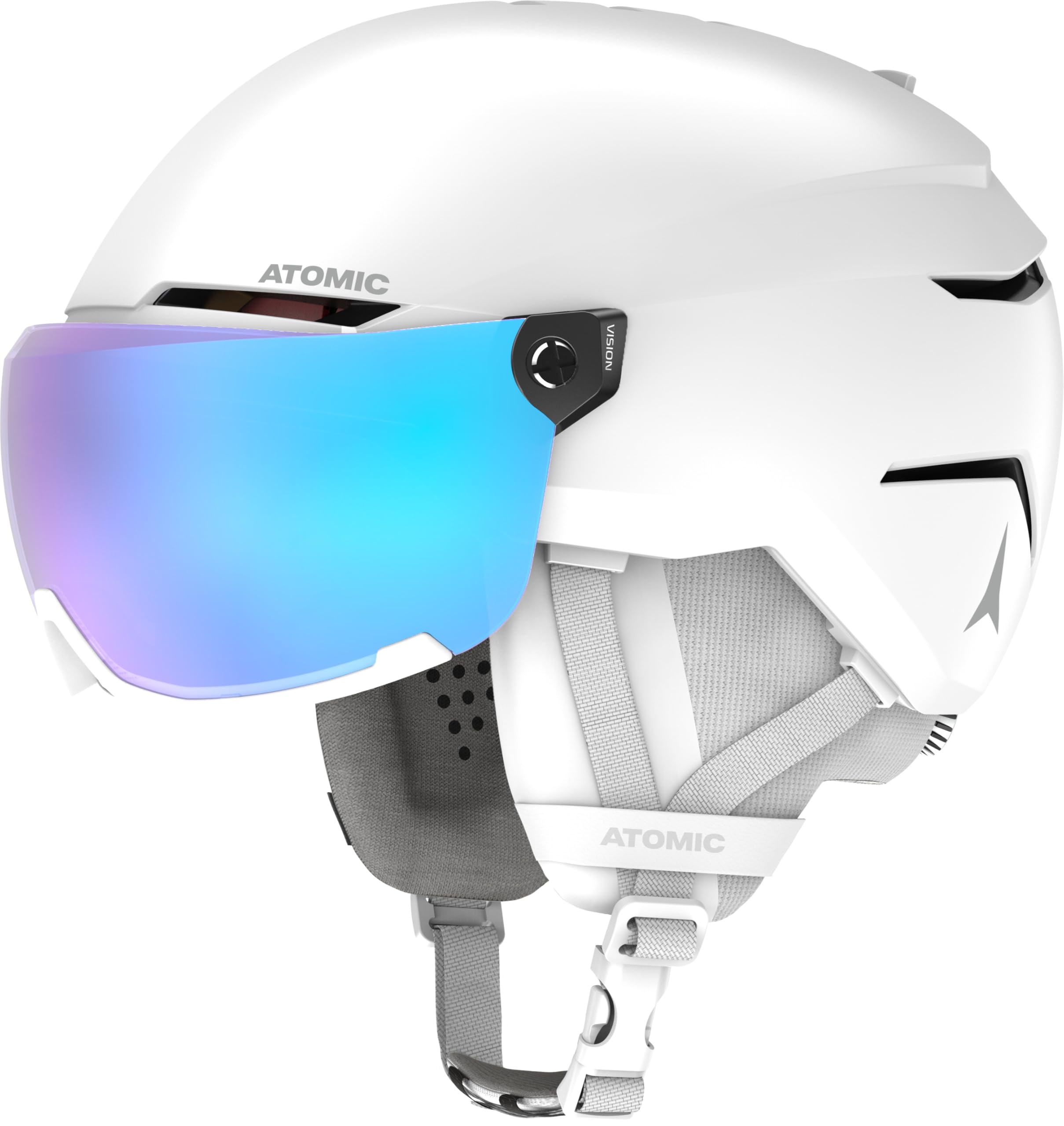 Atomic Savor Visor Stereo Casco da sci con visiera, massimo assorbimento degli urti, sistema di ventilazione Active Aircon, rivestimento a specchio per una visione nitida