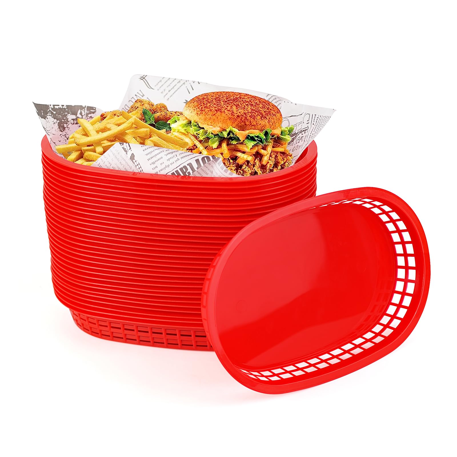 Paniers de nourriture pour servir les snacks de fête réutilisables en plastique rigide lavable