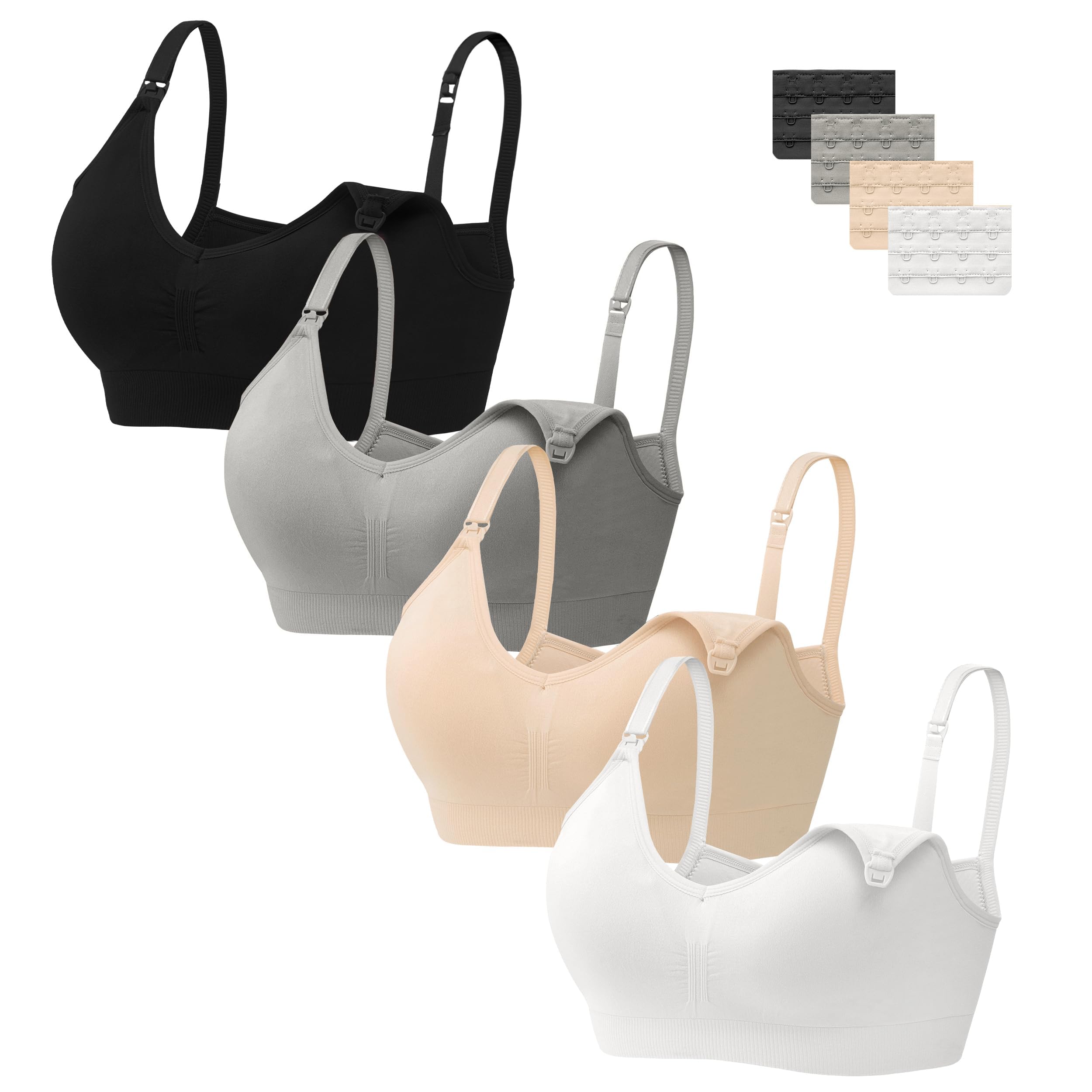 HBselect 3 PCS Reggiseno Allattamento con Estensione Reggiseno Bra Donna Morbido e Traspirante Reggiseno Senza Ferretto e Senza Cuciture