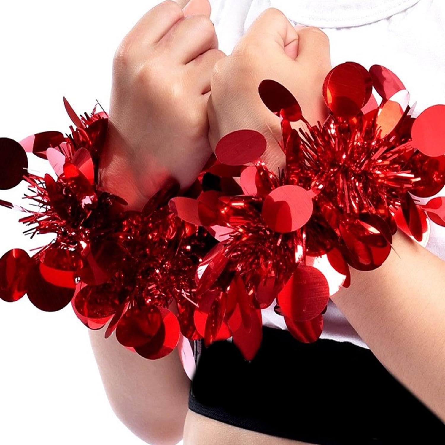 Dance Wrist Bracelets,Dance Performances Wrist Bracelets Sequins Wristband Sparkling Glitter Bracelet Headdress Halloween Costume Accessory,10-25cm