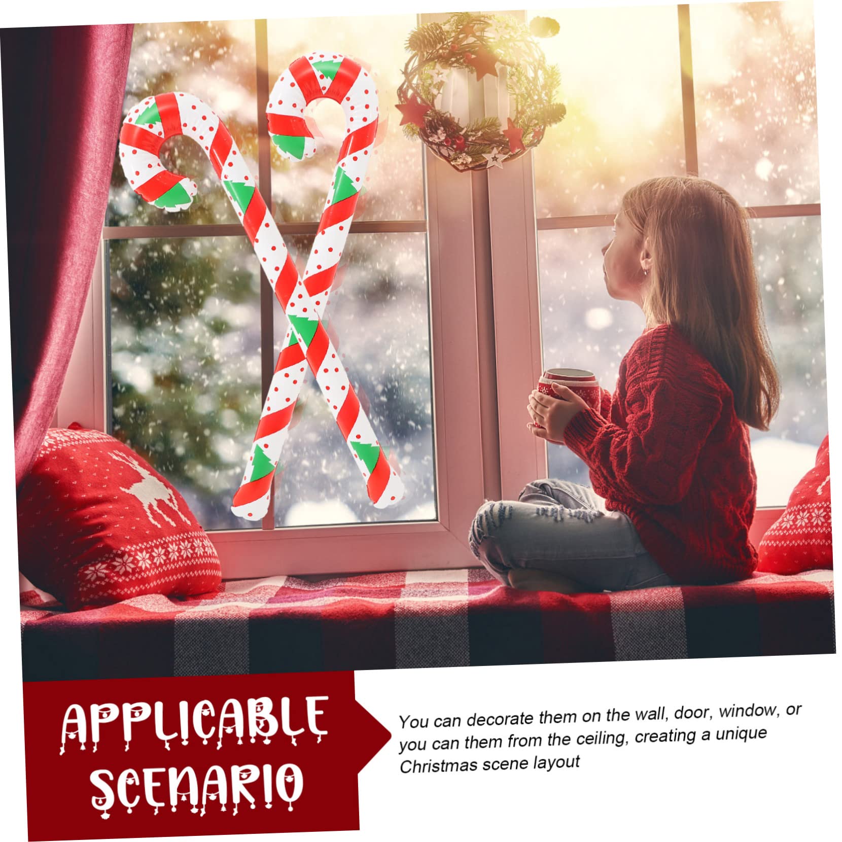HEMOTON 4pezzi Palloncini Natalizi Forma di Caramella Gonfiabile Accessori per Feste di Natale Decorazioni per Banchetti e Riunioni di Famiglia