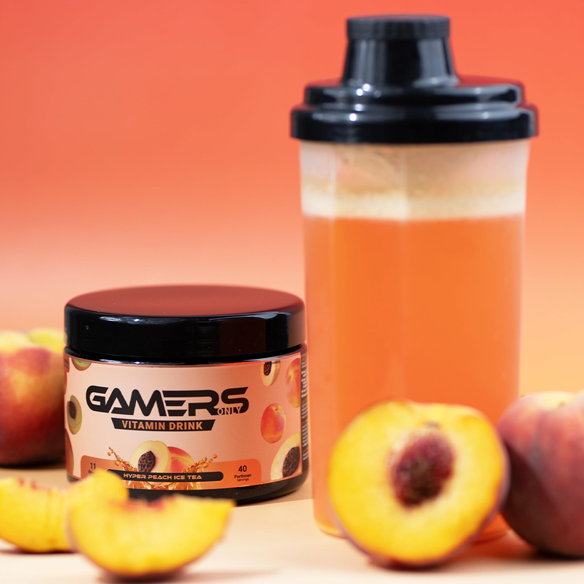 Gamers Only Vitamin Pulver Set [Zero Zucker] inkl. Shaker | Summer Strawberry Lime & Ruby Red Raspberry | 12 Vitamine & Aminosäuren | Vitamin B6, B12 & (Bubblegum & Pfirsich)