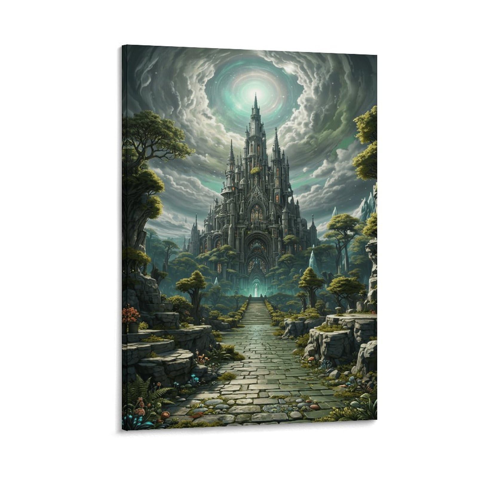 XPASHIQWC Forest Castle Wall Decor Poster Giclee Canvas Prints Modern Wall Art Picture Wall Hanging for Office Gym Living Room Decor 16x24inch(40x60cm)