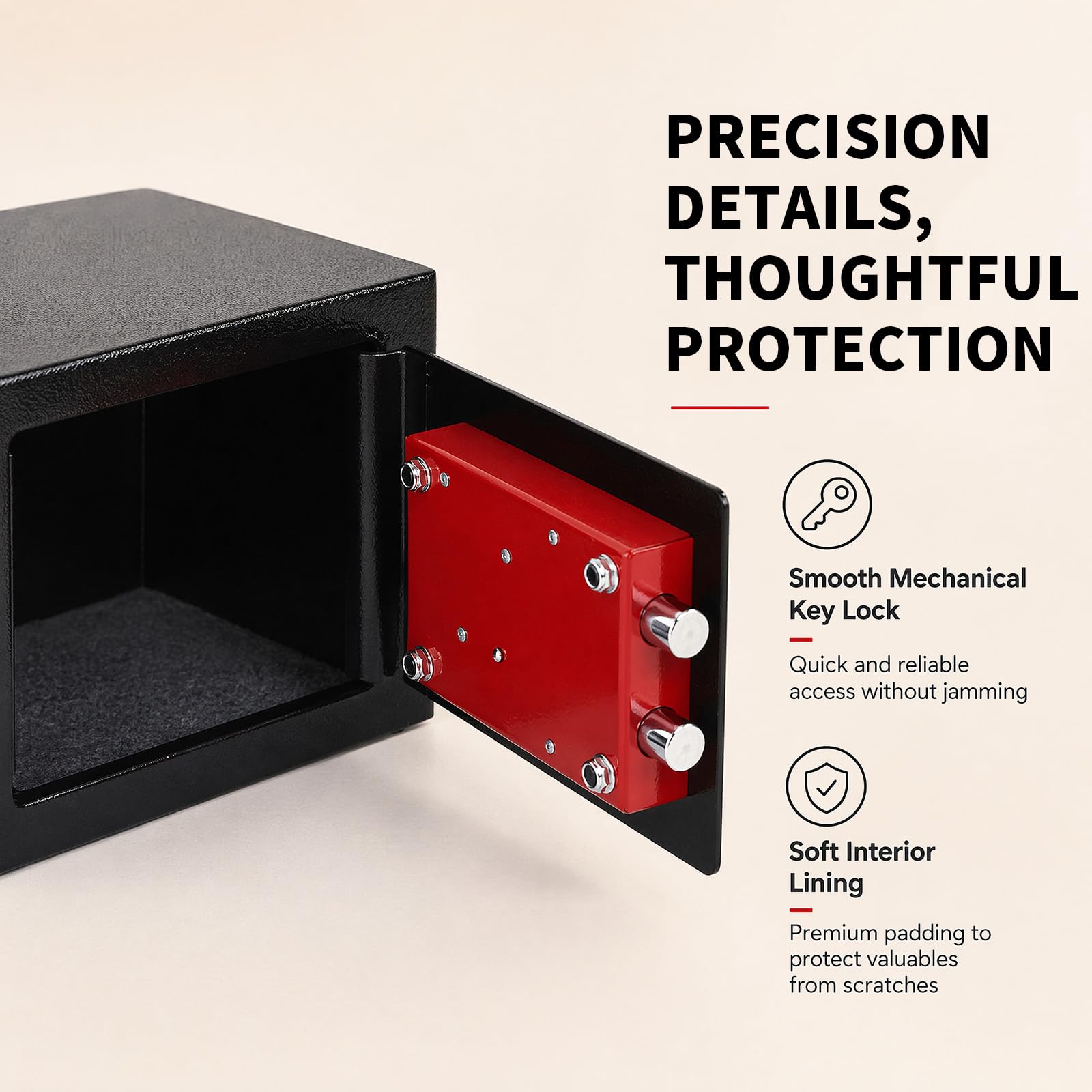 LOMUG Caja fuerte de 23 x 17 x 17 cm con ranura y llave de triple bit, estructura de acero de alta seguridad para objetos de valor