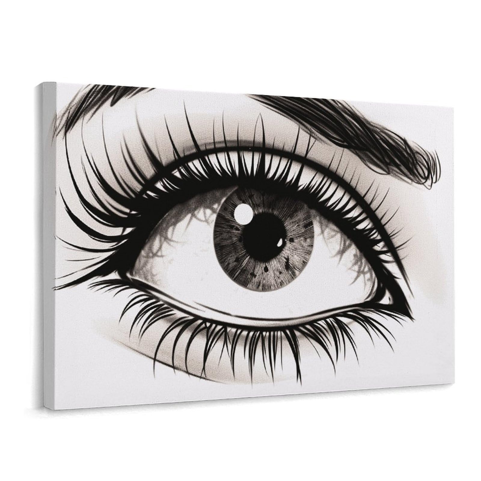Fodpand Frame-Style Eyelash Bathroom Wall Art Canvas Prints, Artwork For Walls For Living Room Hallway Stair Office Wall Decor, Pictures Home Decor 15.7X11.8 Inch