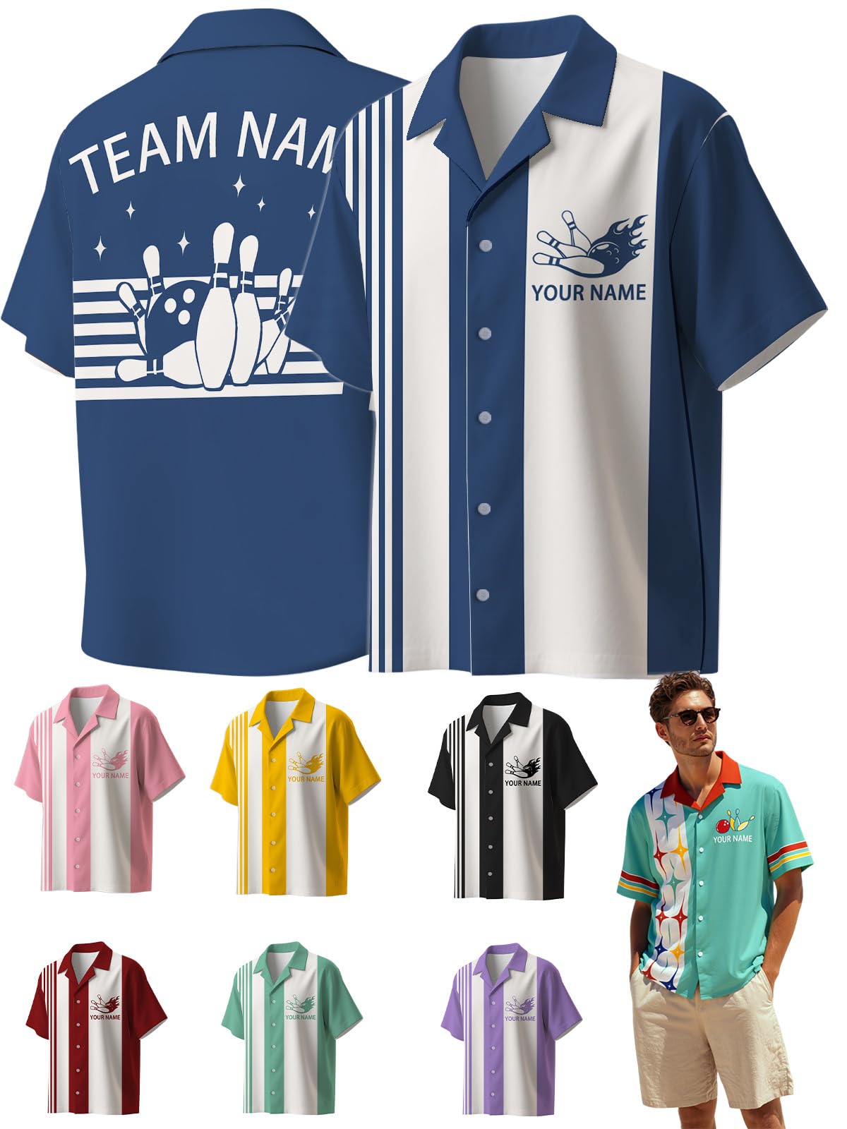 Custom Bowling Shirts Personalized Bowling Jerseys Unisex with Names Customized Bowling Team Shirt,Style 1