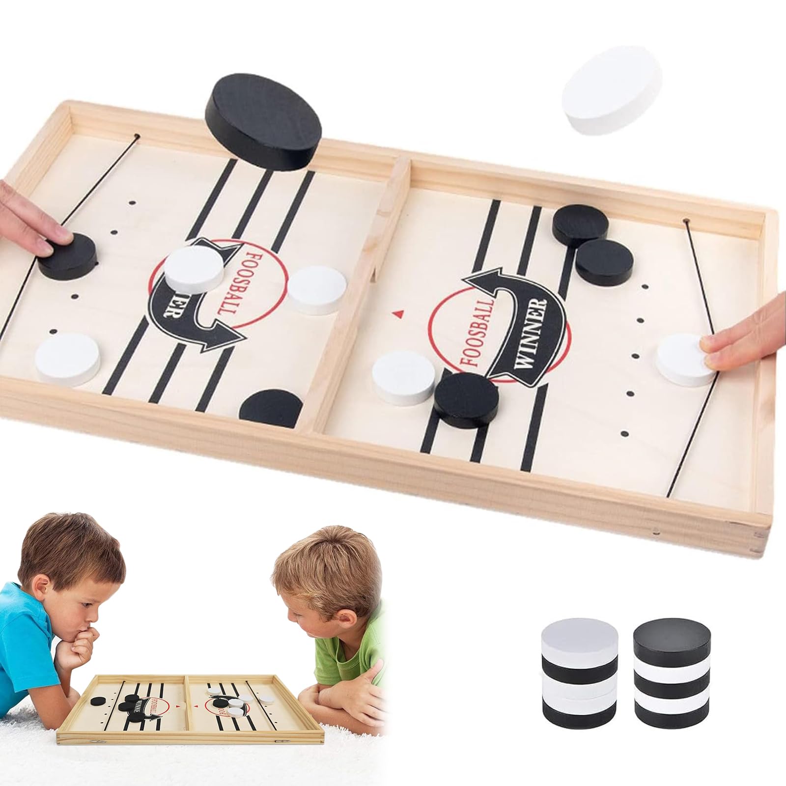 Gioco Da Tavolo Interazione,Hockey Da Tavolo In Legno,Sling Puck Game,Desktop Battaglia Gioco Hockey,Gioco Catapulta Hockey Portatile,Per Attività Familiare,Kiuiom