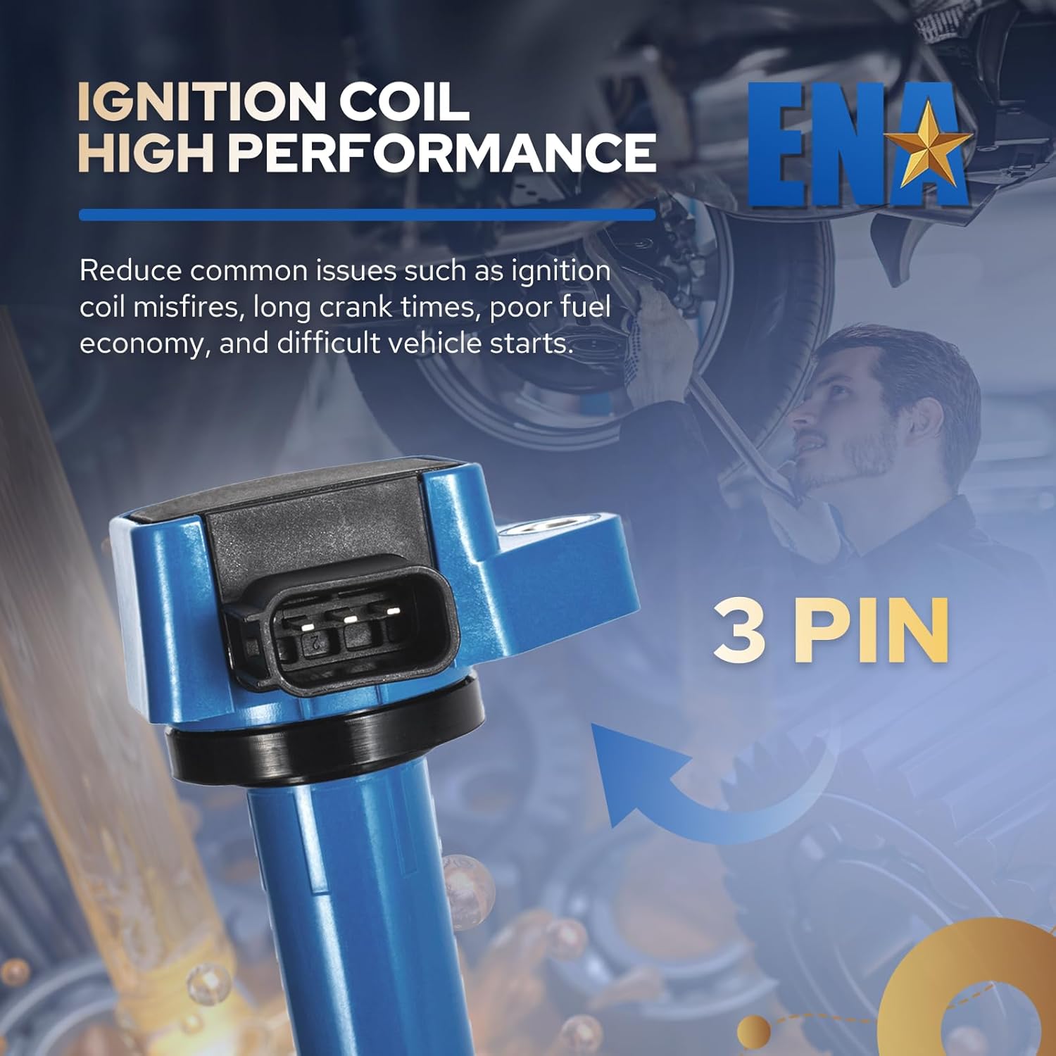 ENA Set of 6 Blue Ignition Coil Pack 3.0 3.5 3.7 V6 2001 2002 2003 2004 2005 2006 2007 2008 2009 Compatible with Honda Acura Saturn Pilot Ridgeline Accord MDX EL Vue Coils for UF400 UF512 UF307 C1460