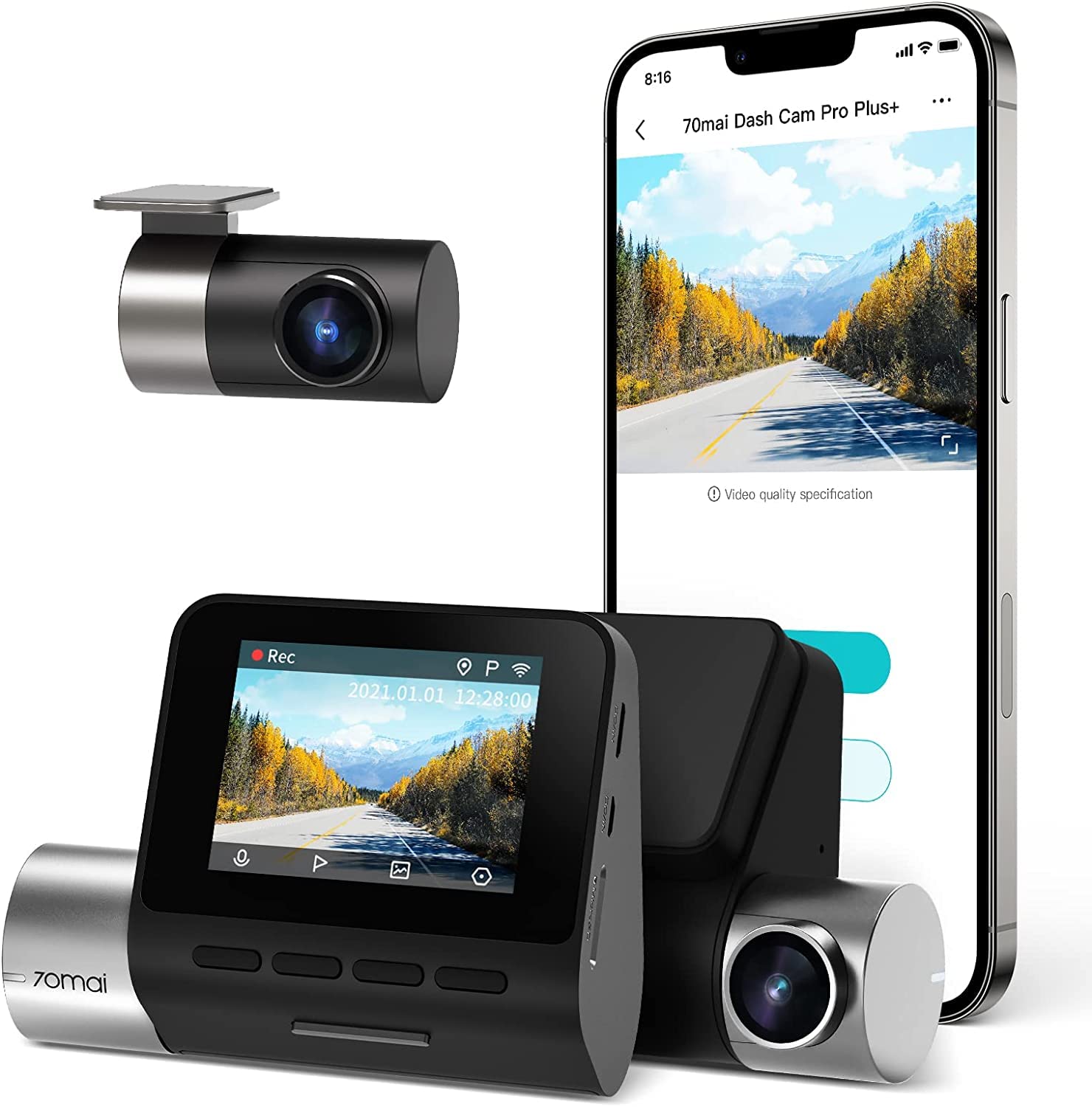アクセサリー 70mai Dash Cam Pro Plus A500s-1 70mai A500S-1 Dash Cam, 2.7K 1944P Ultra Full HD Câmera Veicular