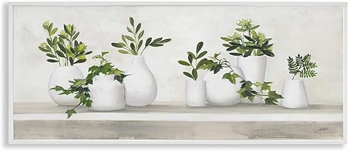 Miniatura 1 de Stupell Industries Arte de pared enmarcado con botánicos de plantas de cabaña tradicionales en maceta, 30 x 13 pulgadas