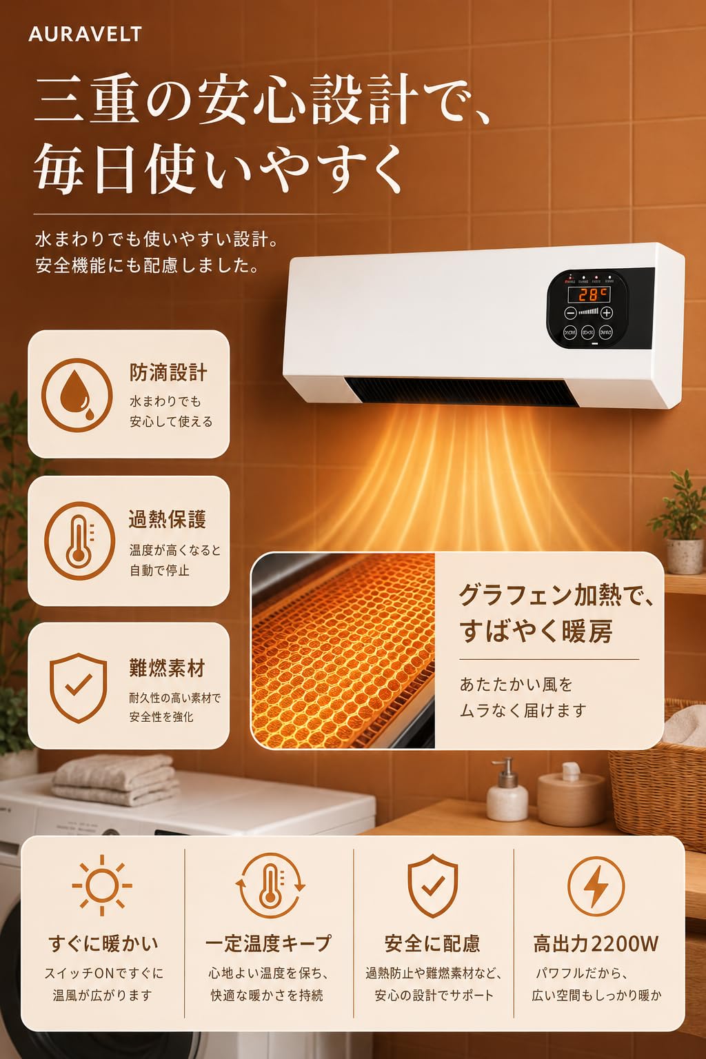 ポータブルエアコン 冷暖房機能付き ホワイト Amazon | AURAVELT 小型クーラー エアコン 6畳目安 冷暖房対応 工事