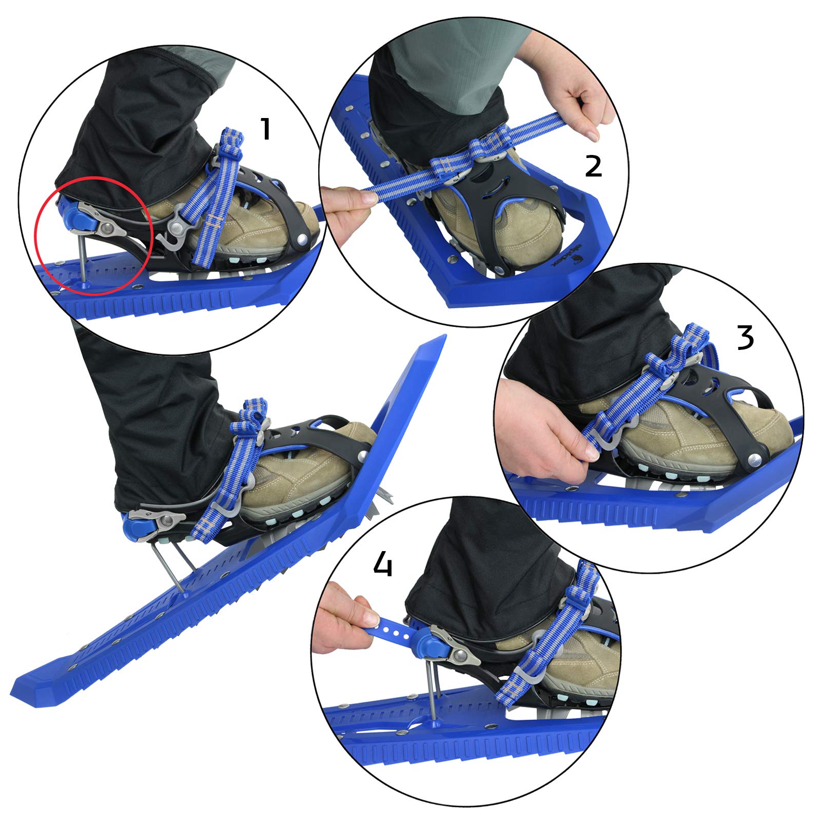 Racchette Da Neve ALPIDEX Con Alzatacco - Taglia 38-45, Fino A 130kg, Con Borsa - Foto 11